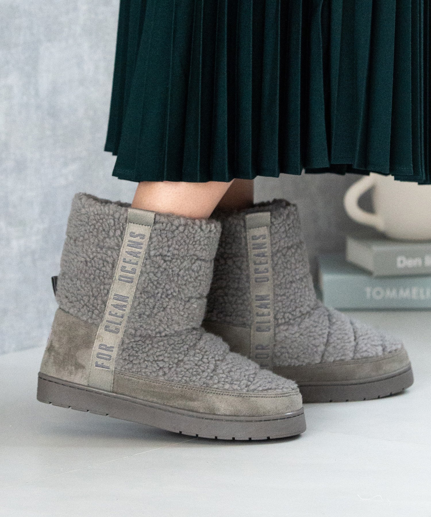 【SALE／77%OFF】JELLY BEANS リサイクルポリシェルパブーツ/186-46006 ジェリービーンズ シューズ・靴 ブーツ グレー ブラック ベージュのサムネイル