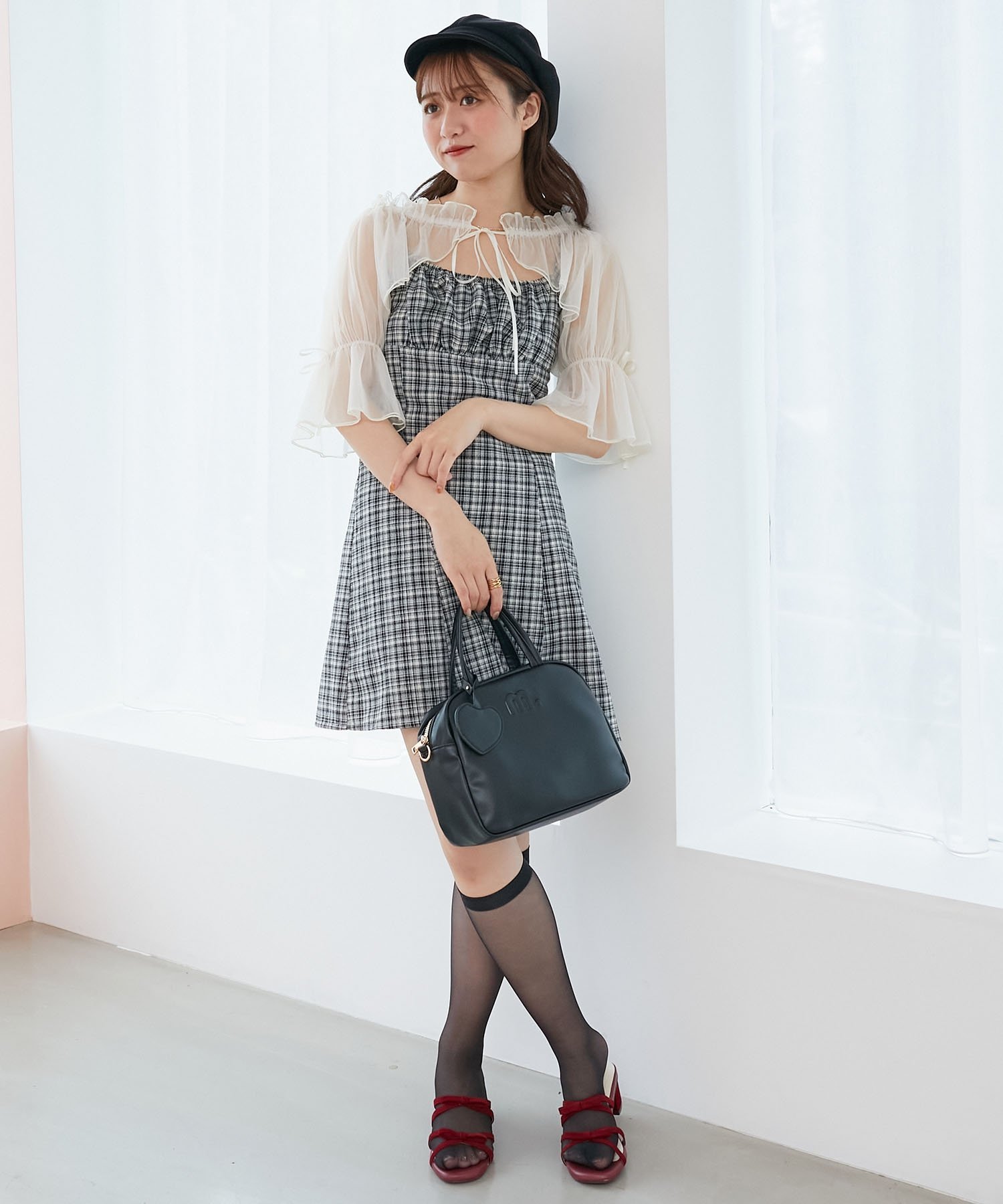 MAJESTIC LEGON チュールボレロセットミニキャミワンピ マジェスティックレゴン ワンピース・ドレス その他のワンピース・ドレス グレー ブラック