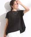 【SALE/10%OFF】SHOO・LA・RUE 【ひんやり】裾が絞れる フレンチスリーブトップス シューラルー トップス カットソー・Tシャツ ブラック オレンジ
