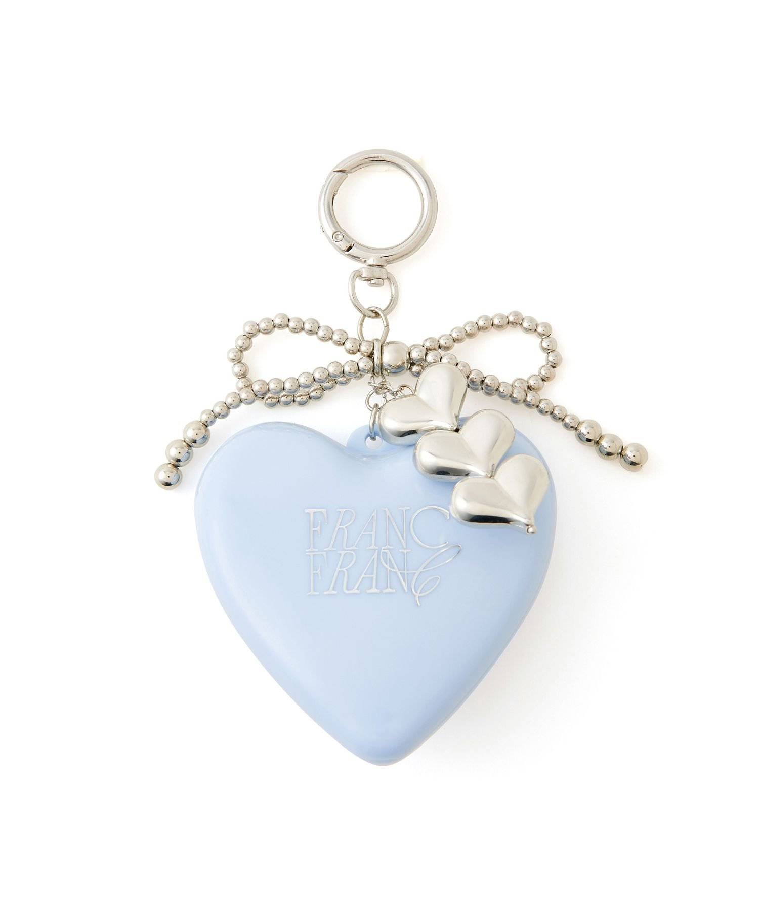 Francfranc チャーム付き ミラー&ブラシ ライトブルー フランフラン メイク道具・美容器具 手鏡・メイクミラー