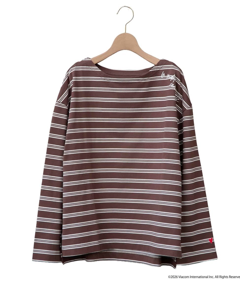 Liesse 《コラボ》Emily in Paris ボーダーカットソー リエス トップス カットソー・Tシャツ ブラック