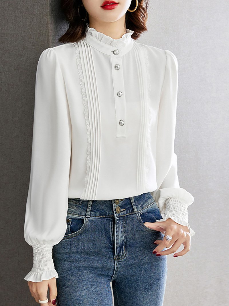 【SALE／35%OFF】Doux Belle ピンタックレース*ハイネックブラウス レディース ト...