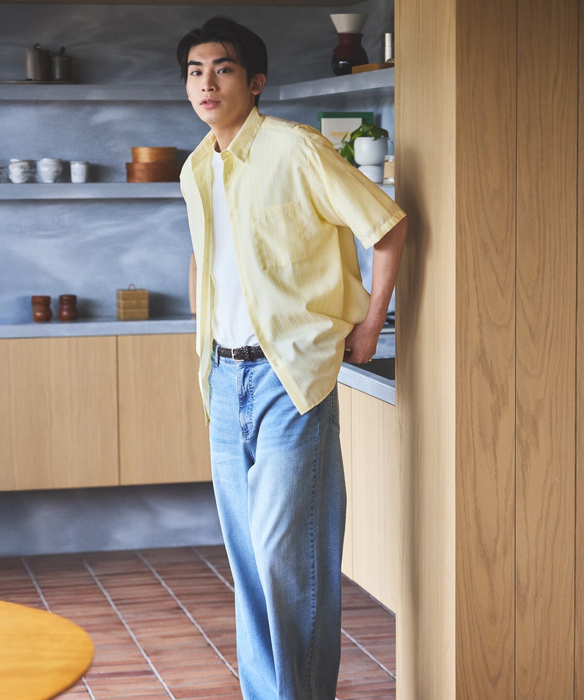 8.5oz デニム ワイドテーパードパンツ コムサイズム パンツ ジーンズ・デニムパンツ ネイビー ブルー