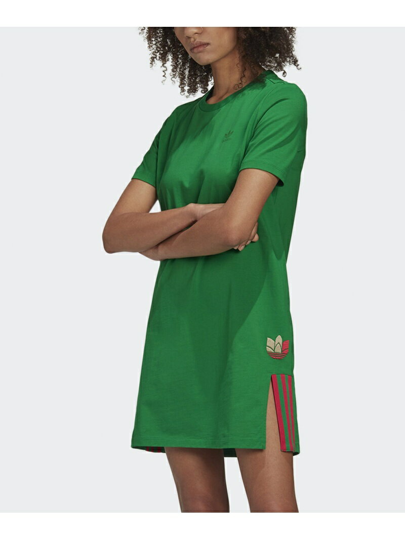 adidas Originals (W)TEE DRESS/アディカラー 3D トレフォイル Tシャツワンピース アディダス ワンピース チュニック グリーン ブラック【送料無料】