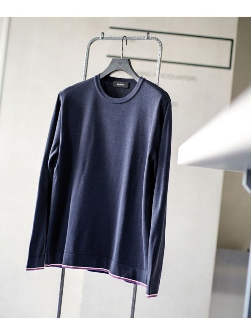 【SALE／50%OFF】NANO universe WLG 思いきり洗えるニットクルーネック ナノユニバース トップス ニット ホワイト ネイビー【送料無料】