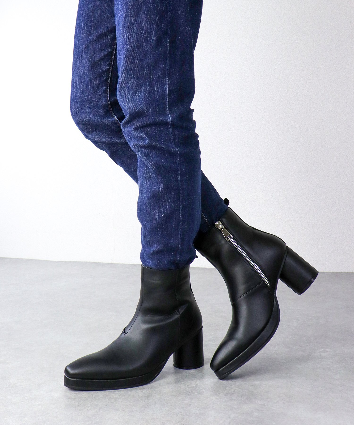 【SALE／10%OFF】LOVEHUNTER メンズ ストリート 8cm円柱ヒール ハイヒールストームブーツ ☆6834 サンエーフットウェアー シューズ・靴 ブーツ ブラック【送料無料】