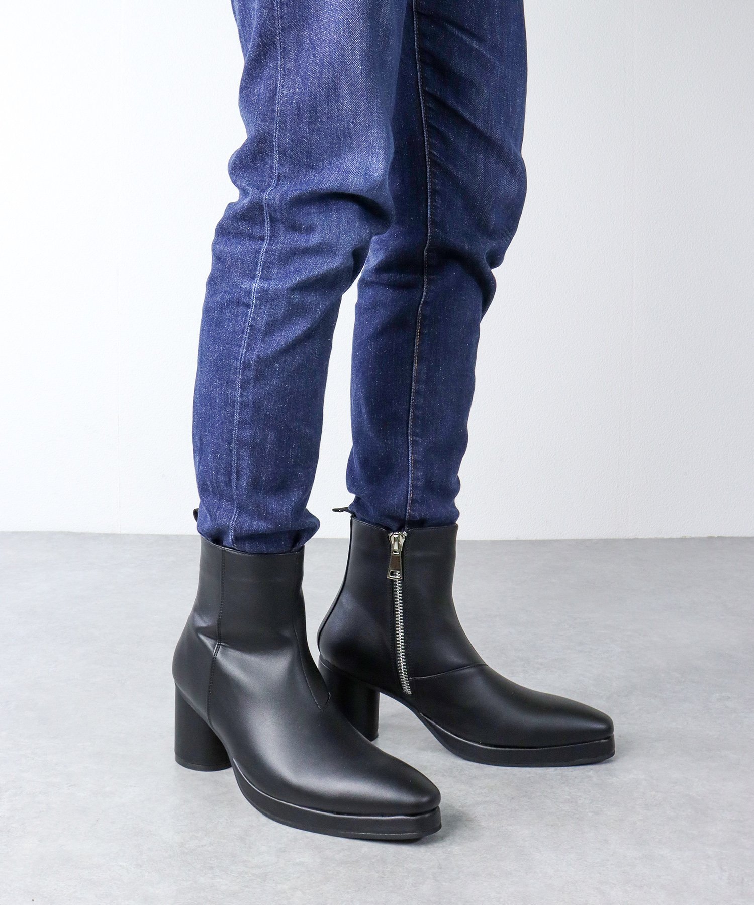 【SALE／10%OFF】LOVEHUNTER メンズ ストリート 8cm円柱ヒール ハイヒールストームブーツ ☆6834 サンエーフットウェアー シューズ・靴 ブーツ ブラック【送料無料】