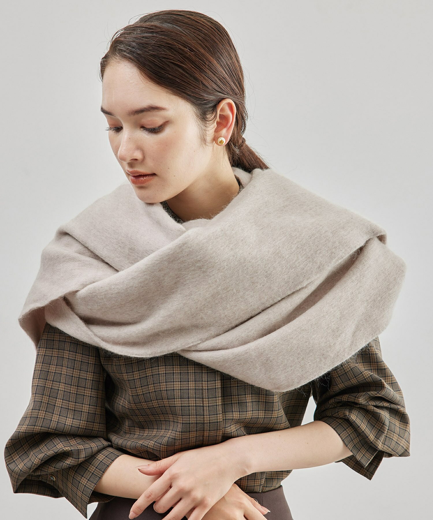 【SALE／50%OFF】ROPE' ウール起毛ストール ロペ ファッション雑貨 マフラー・ストール・ネックウォーマー ベージュ ホワイト【送料無料】