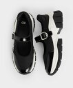 CHARLES & KEITH Yunna ユンナ レザー&リサイクルファブリックメリージェーンスニーカー チャールズアンドキース シューズ・靴 パンプス ブラック シルバー【送料無料】