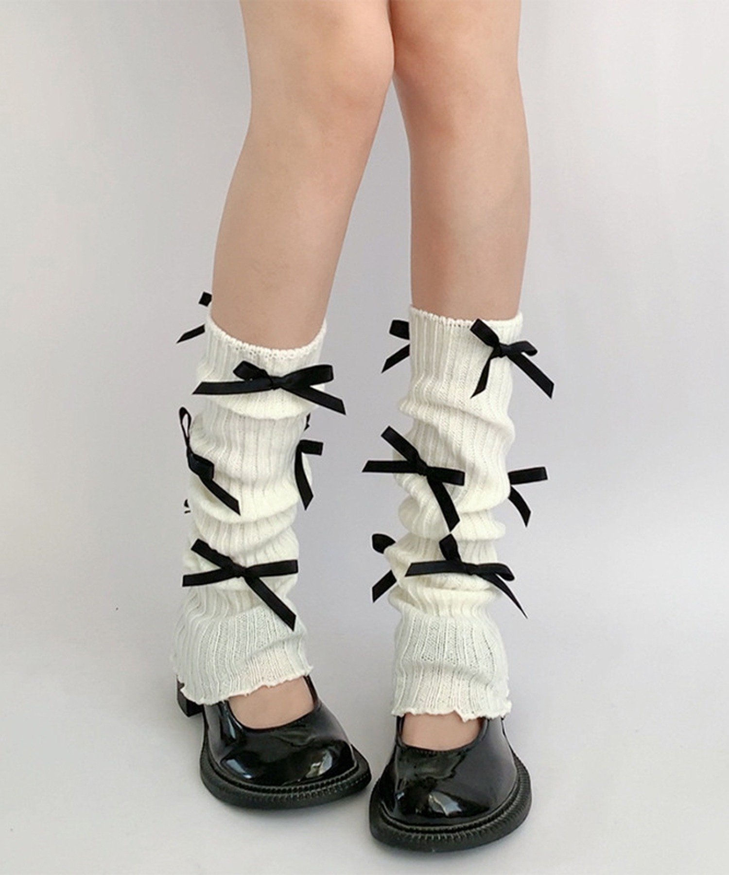 【SALE／10%OFF】HOOK 【HOOK】for girls リボンたっぷりルーズソックス レッグウォーマー アイモハ 靴下・レッグウェア 靴下 ホワイト グレー ブラック