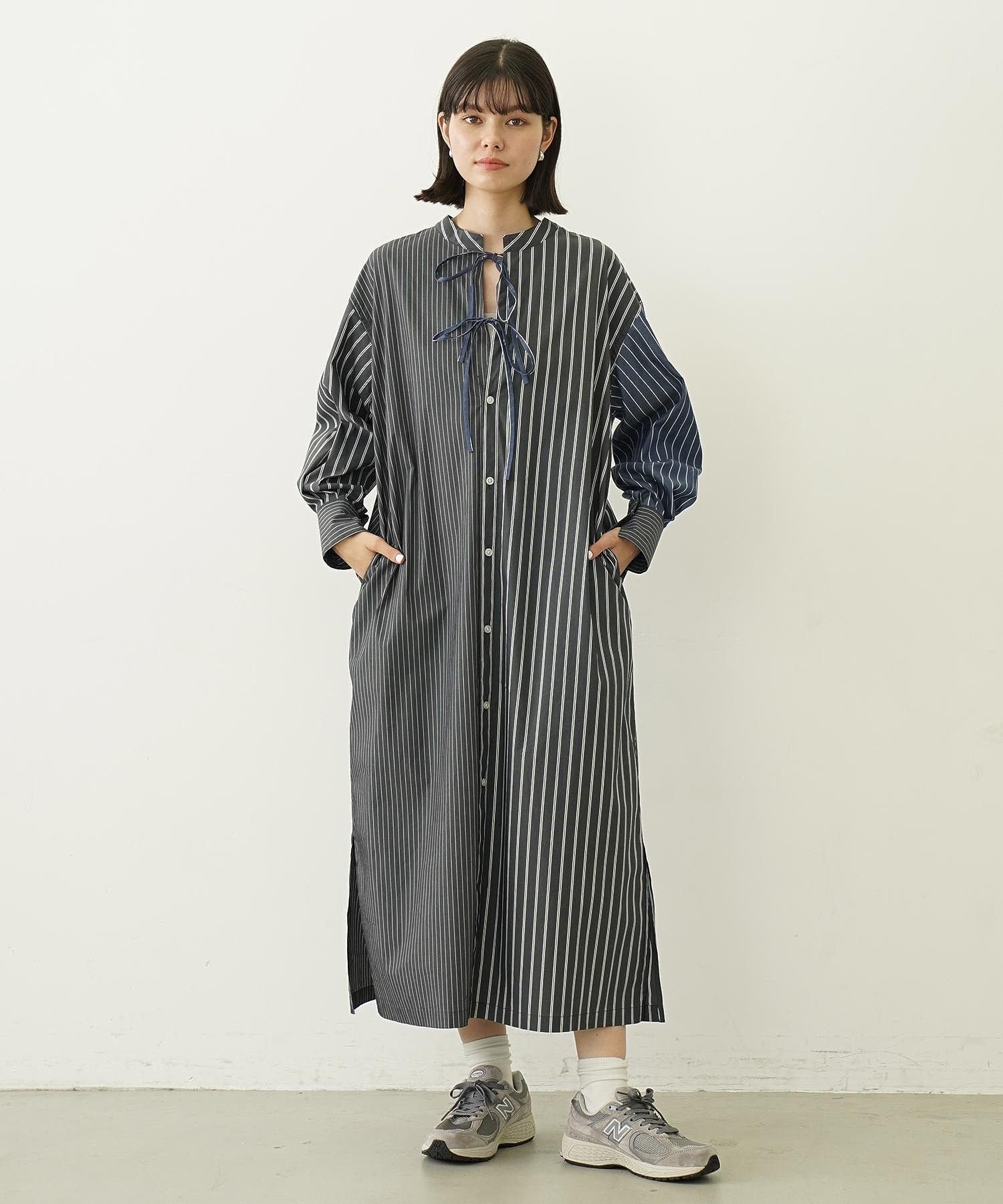 MILKFED. STRIPED SKIPPER DRESS ミルクフェド ワンピース・ドレス その他のワンピース・ドレス ネイビー ブルー