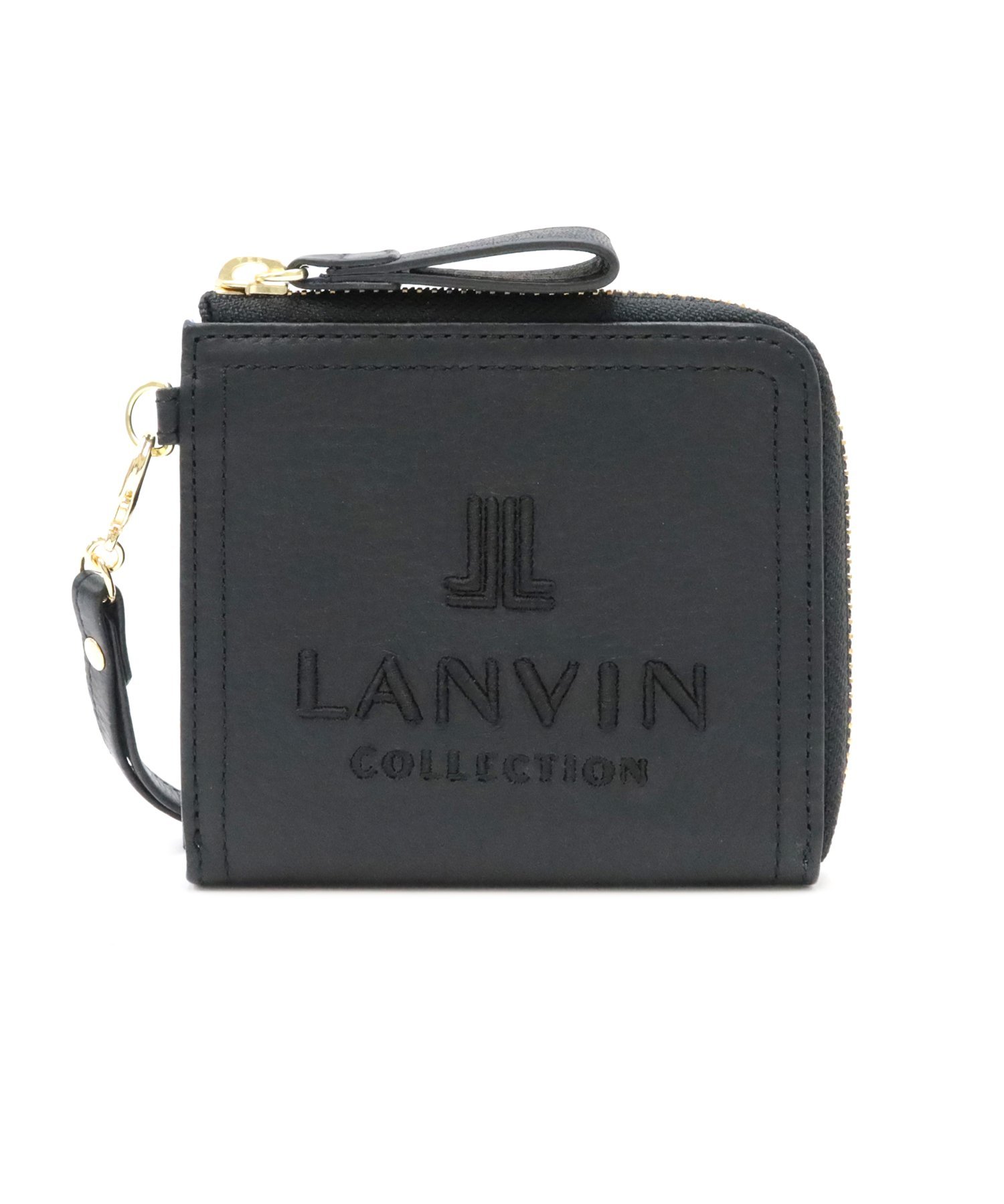 LANVIN COLLECTION ルルヴェパース Lファスナー二つ折り財布 マルショウ エンドウ 財布・ポーチ・ケース 財布 ブルー イエロー ブラック【送料無料】