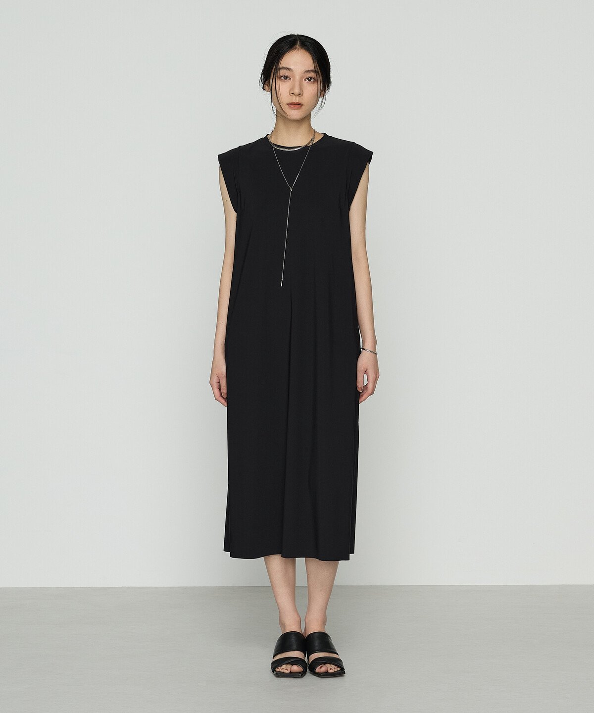 Gabardine K.T ユーロジャージーIライン ロングワンピース コムサ ワンピース・ドレス ワンピース ブラック【送料無料】