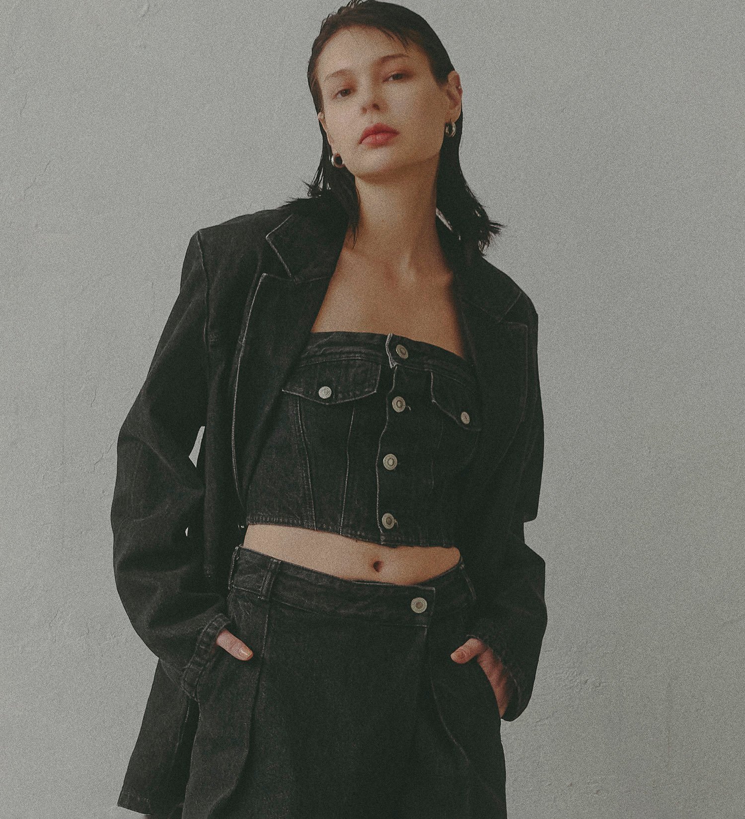 SOMETHING atelier SOMETHING DENIM BLAZER/アトリエサムシングデニムブレザー エドウインオンラインモール ジャケット・アウター テーラードジャケット・ブレザー ブルー ブラック【送料無料】