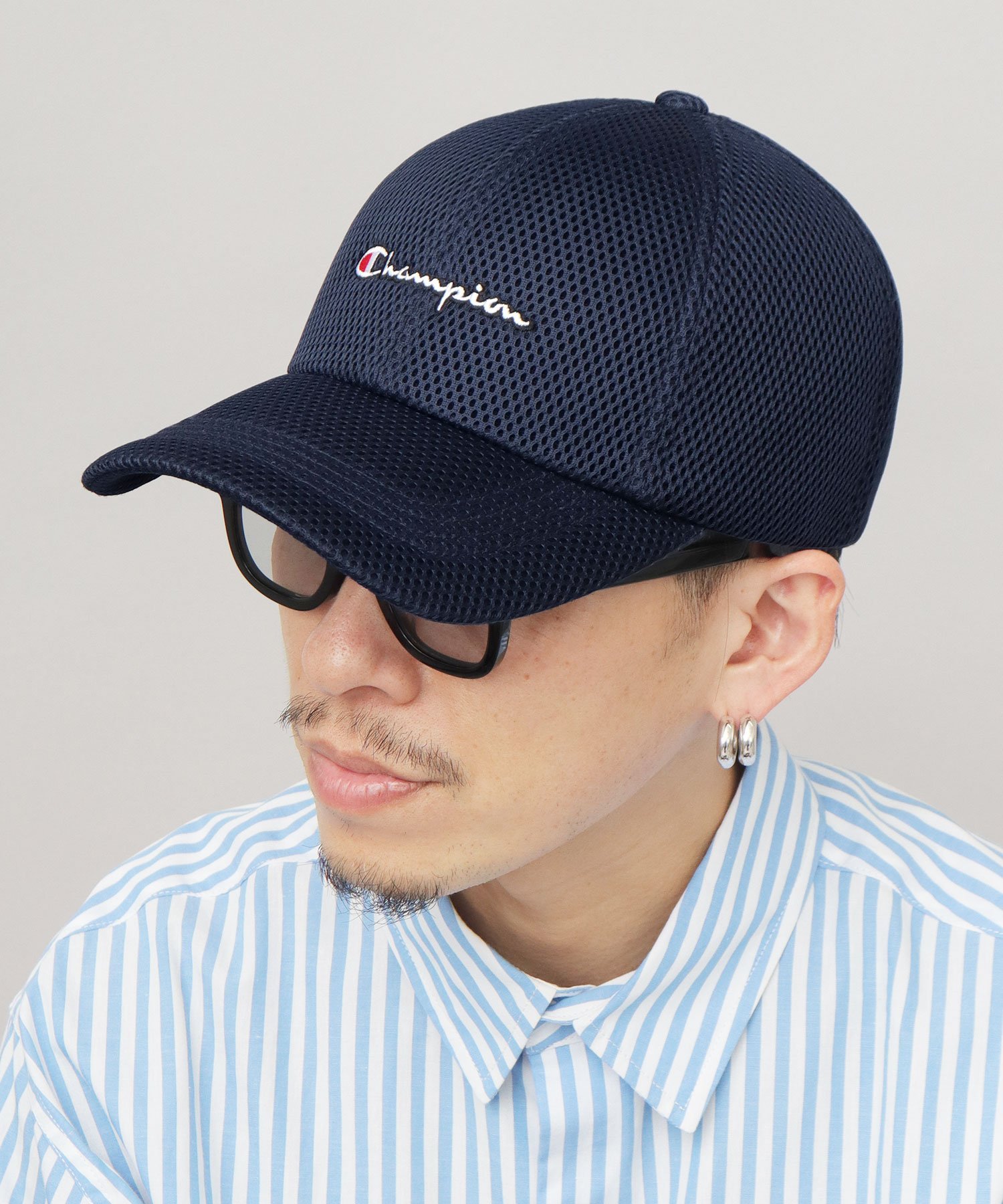 Champion チャンピオン Champion キャップ メッシュキャップ ロゴ刺繍 つば長 エー.エム.エス. 帽子 キャップ グレー ブラック ホワイト ネイビー