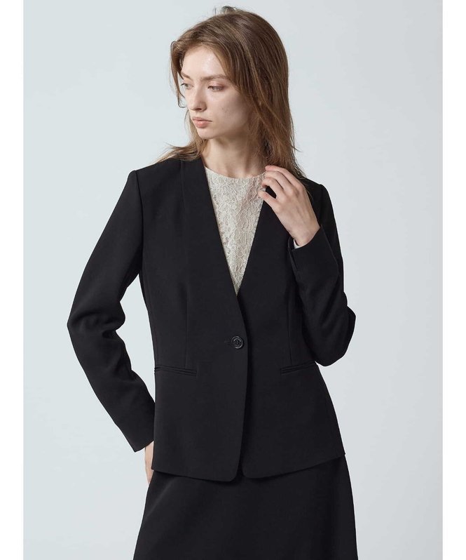 【SALE／30%OFF】Aquascutum WOMEN 【セットアップ対応】トリアセストレッチジャケット アクアスキュータム ジャケット・アウター テーラードジャケット・ブレザー ベージュ ブラック【送料無料】