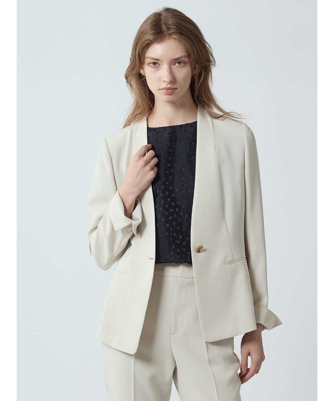 【SALE／30%OFF】Aquascutum WOMEN 【セットアップ対応】トリアセストレッチジャケット アクアスキュータム ジャケット・アウター テーラードジャケット・ブレザー ベージュ ブラック【送料無料】