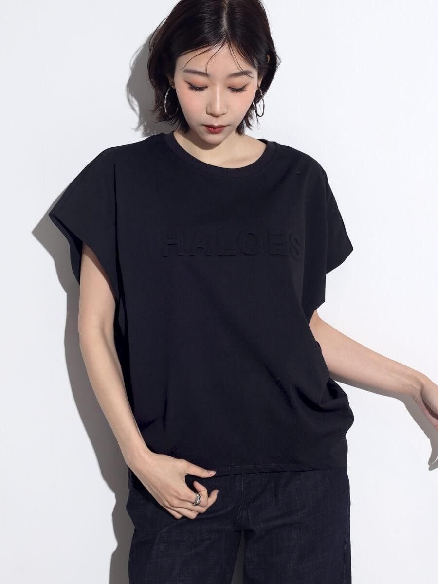 MEDOC original White エンボスロゴドルマンTEE ラシュッド トップス カットソー・Tシャツ ブラック ホワイト
