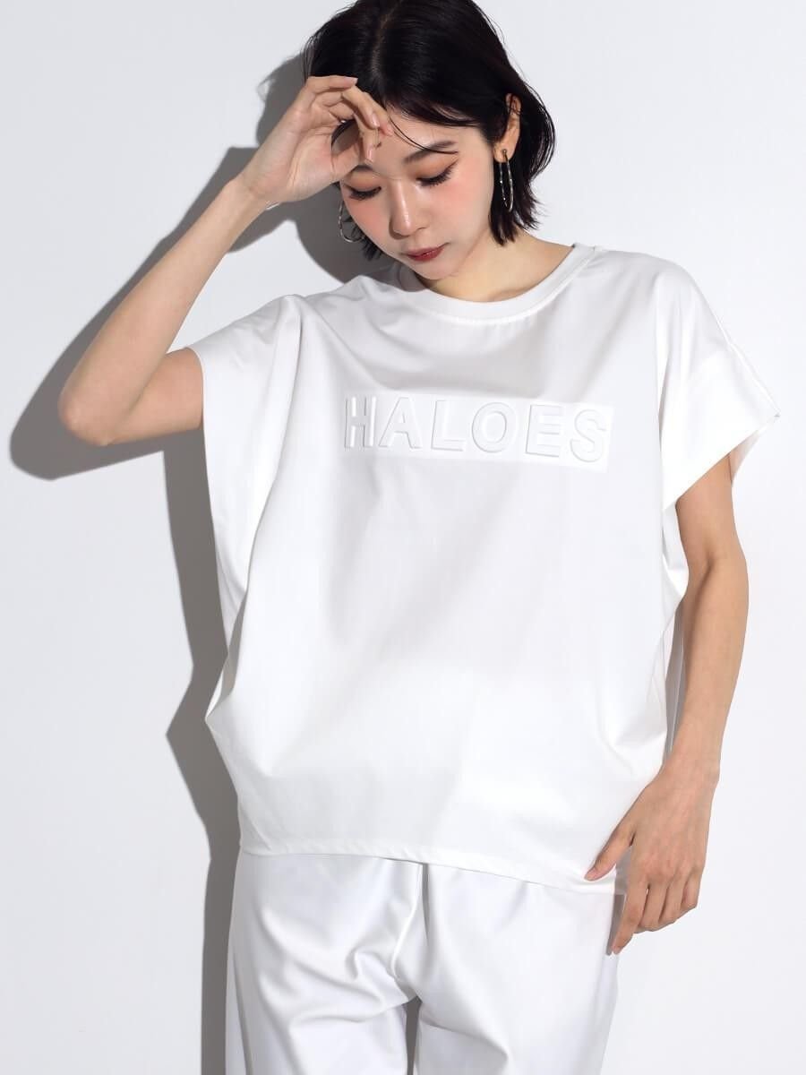 MEDOC original White エンボスロゴドルマンTEE ラシュッド トップス カットソー・Tシャツ ブラック ホワイト