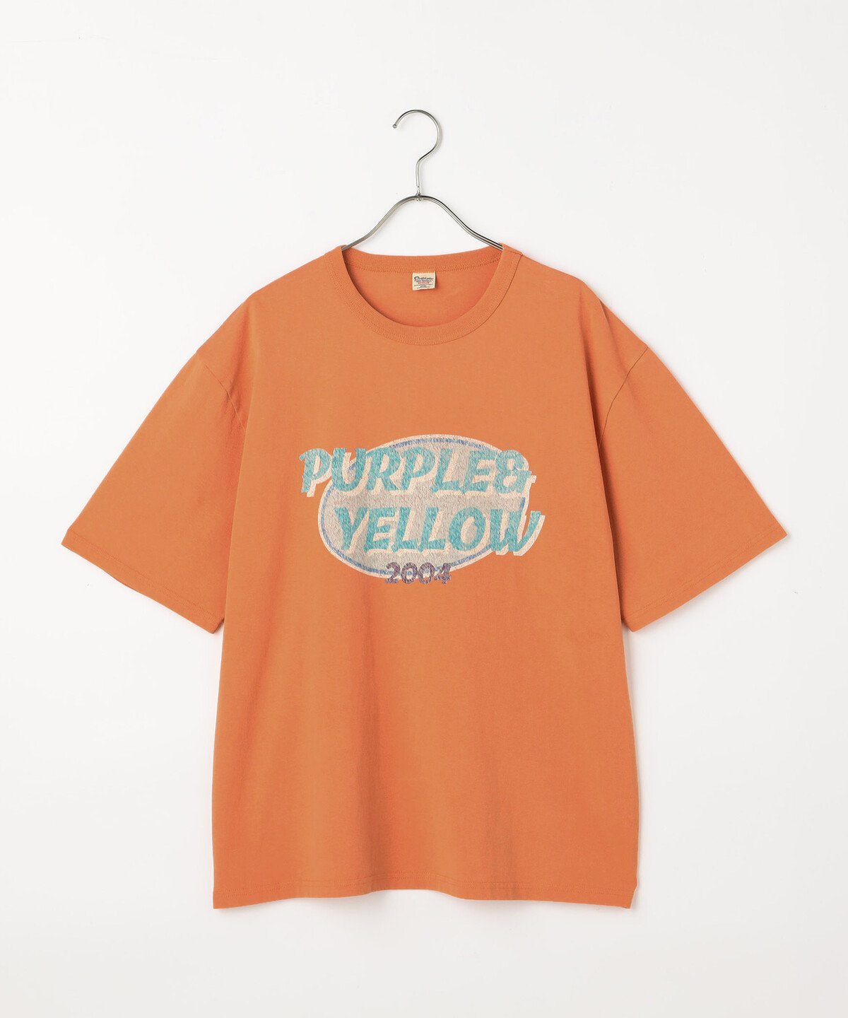 Purple&Yellow カスレロゴプリント フロスト半袖Tシャツ コムサイズム トップス カットソー・Tシャツ オレンジ ホワイト ブラック グリーン