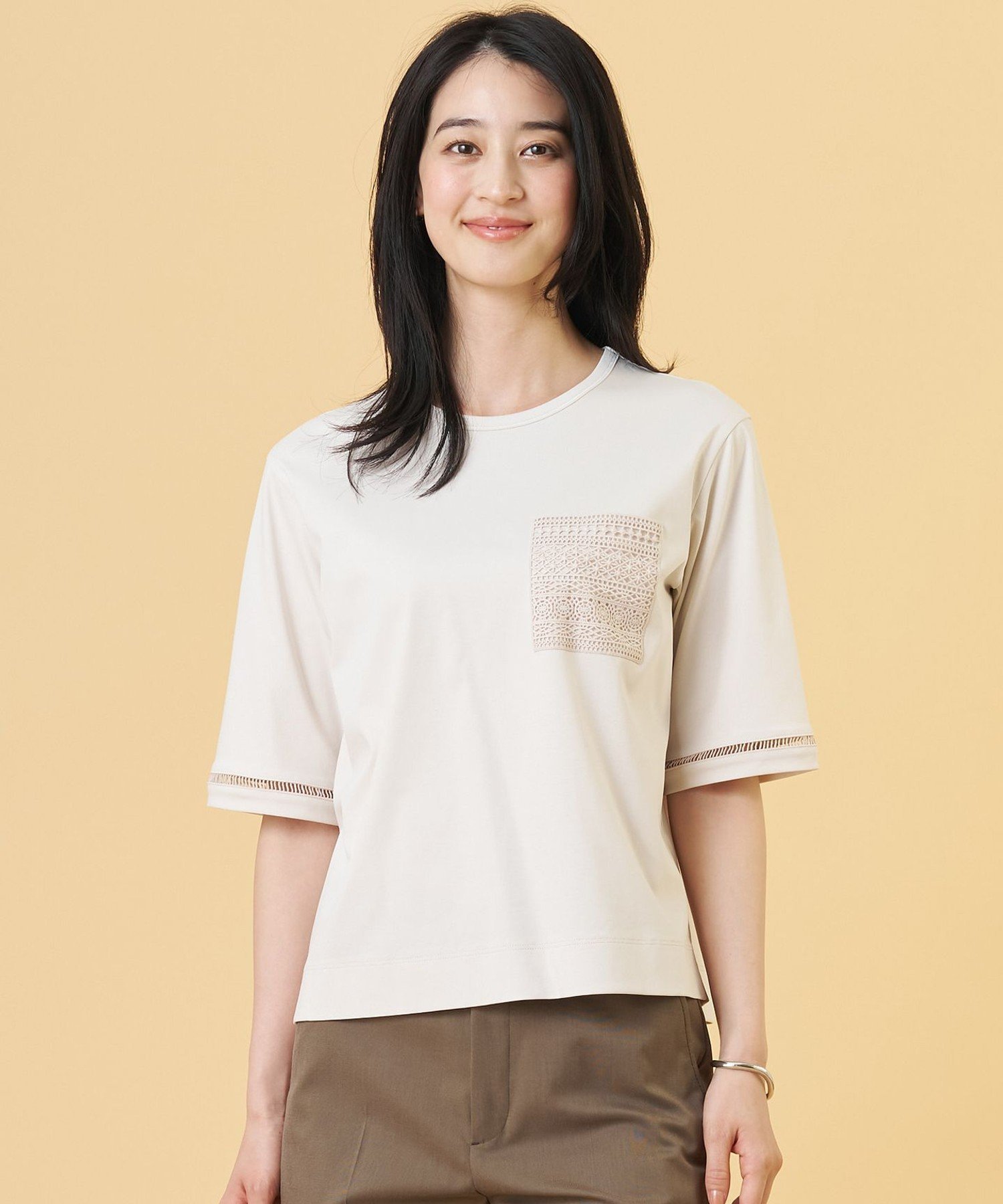 J.PRESS 【一枚で着映え】レーシーコンビ ポケットデザイン カットソー ジェイプレス トップス カットソー・Tシャツ ネイビー ホワイト ベージュ ブルー