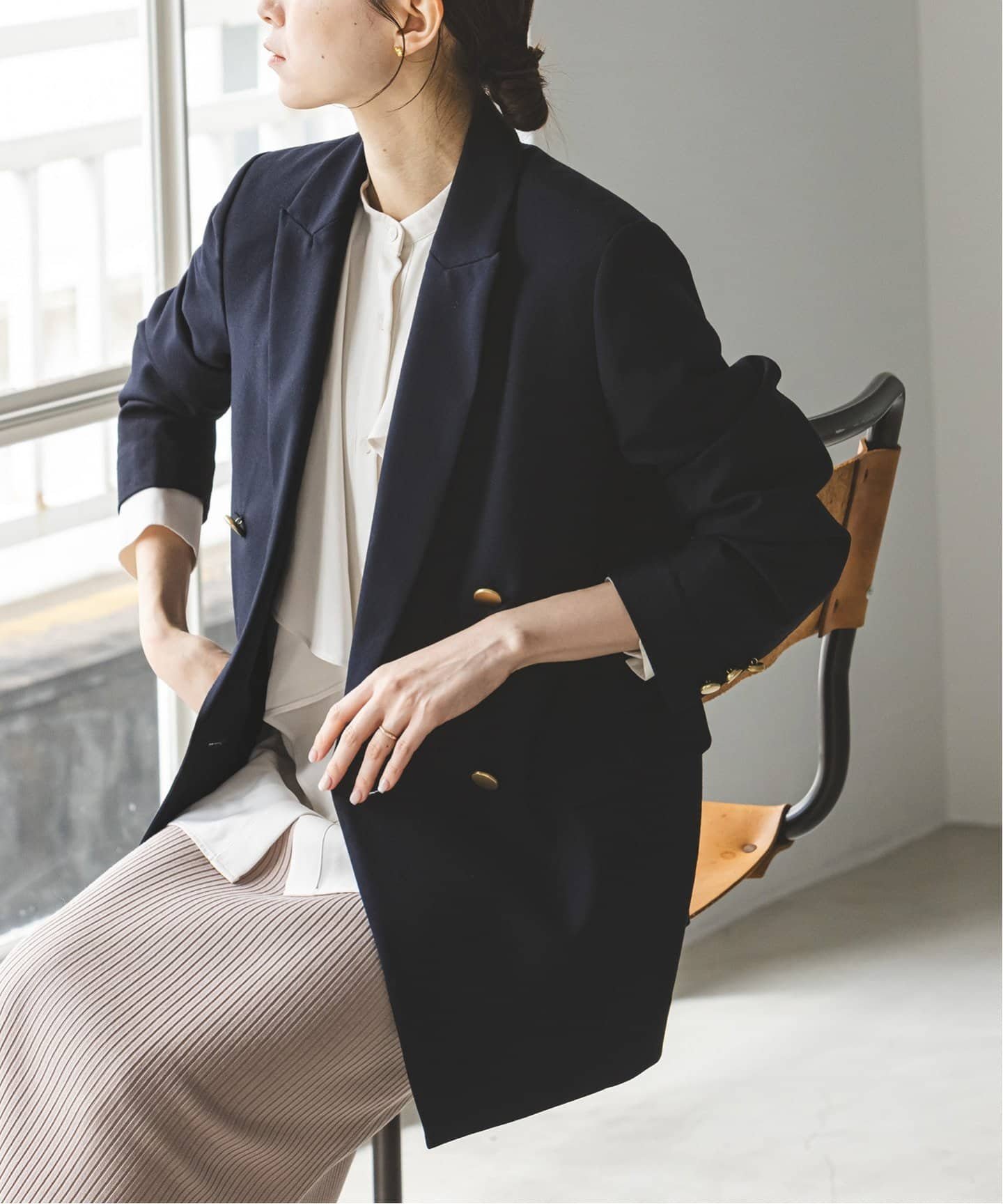 NOBLE 《追加》ウールミルドピークドラペルジャケット ノーブル ジャケット・アウター テーラードジャケット・ブレザー ネイビー ブラック ベージュ【送料無料】のサムネイル