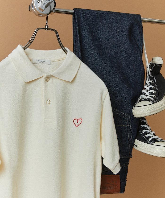 FREAK'S STORE ワンポイントハート刺繍 コンパクトポロ フリークスストア トップス カットソー・Tシャツ ホワイト ブラック ピンク ブルー【送料無料】のサムネイル