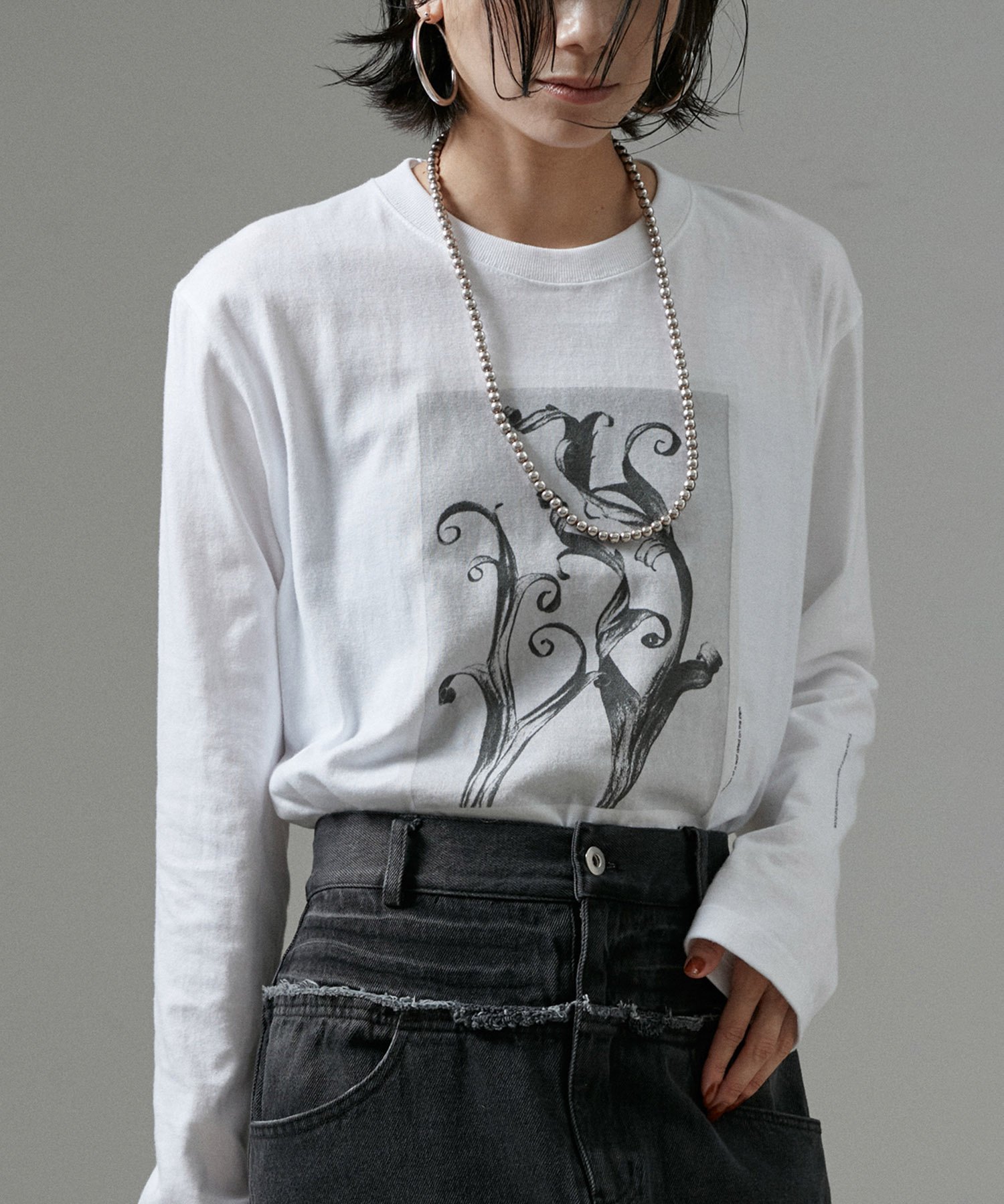 【SALE／30%OFF】SALON adam et rope' 【WEB限定】【KARL BLOSSFELDT(カールブロスフェルト)】ロングスリーブTシャツ サロン アダム エ ロペ トップス カットソー・Tシャツ ホワイト ブラウン【送料無料】