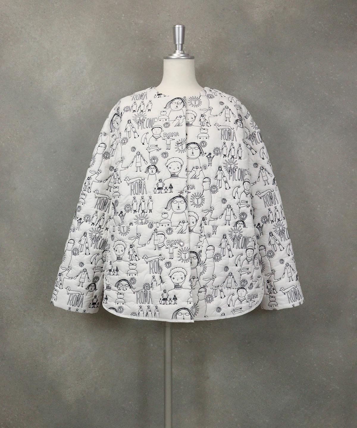 【SALE／40%OFF】STUDIO PICONE 総柄刺繍ジャケット スタジオピッコーネ ジャケット・アウター ブルゾン・ジャンパー ブラック ホワイト【送料無料】