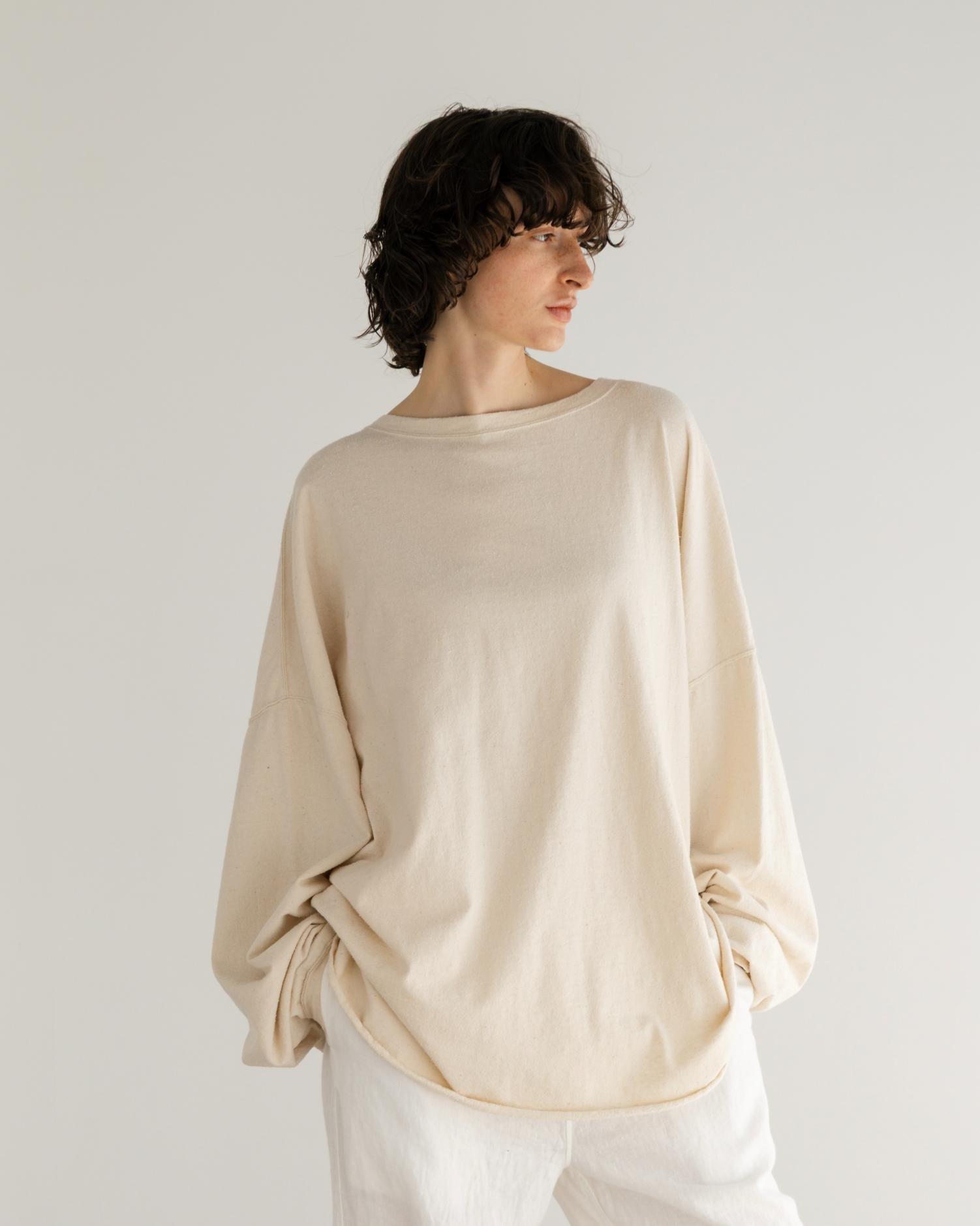 BIYOMA COTTON SILK LOOSE SILHOUETTE PULLOVER ビヨーマ トップス スウェット・トレーナー グレー ホ..