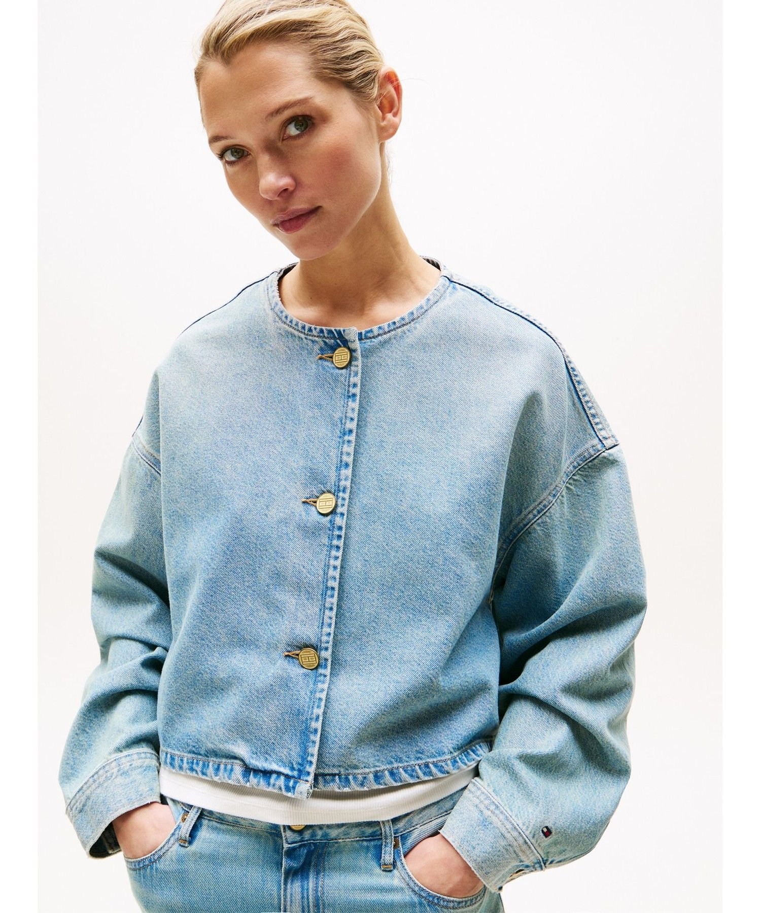 【SALE／20%OFF】TOMMY HILFIGER デニムショートジャケット トミーヒルフィガー ジャケット・アウター ブルゾン・ジャンパー ブルー【送料無料】
