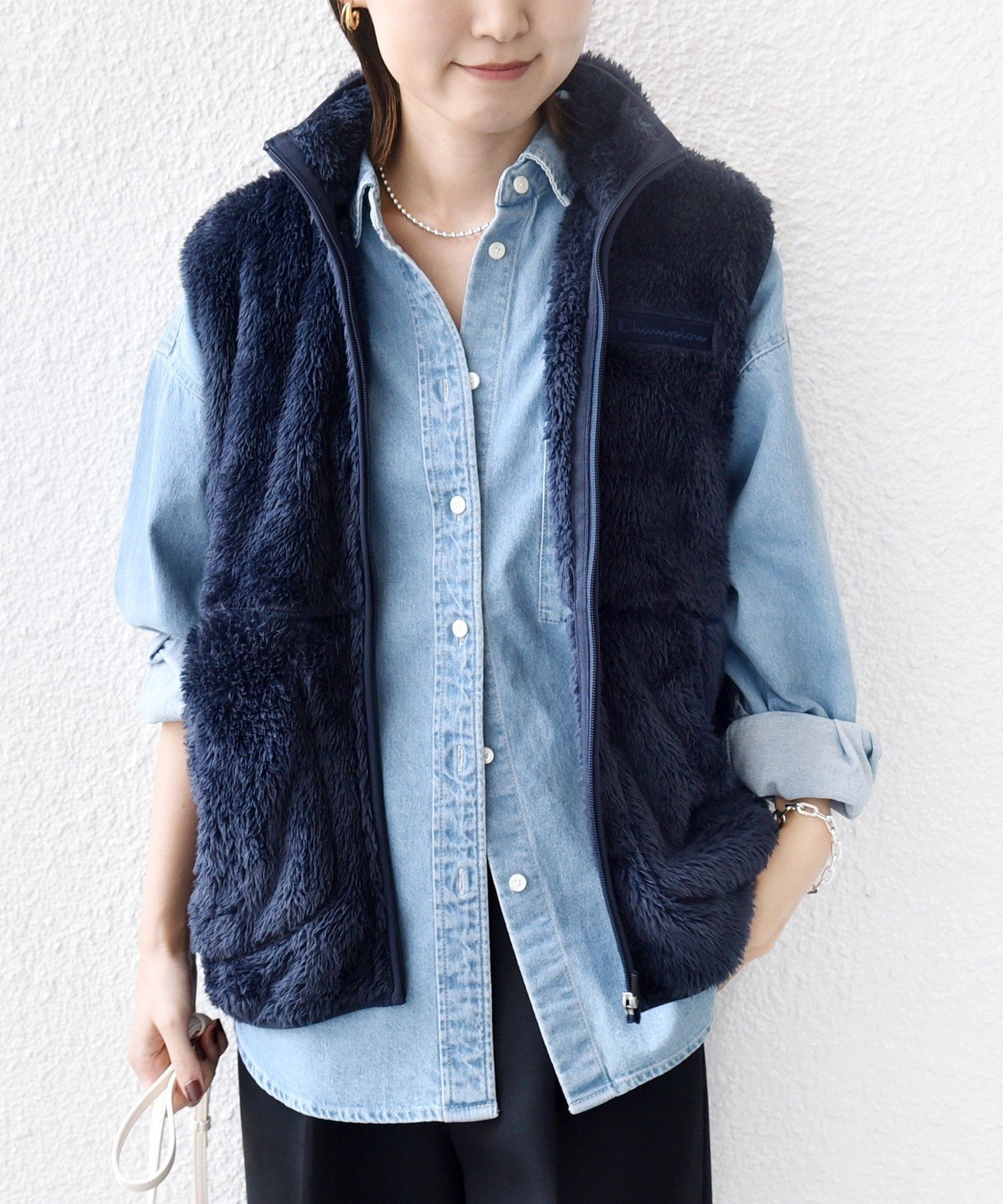 SHIPS WOMEN 【一部WEB限定 / SHIPS別注】Champion:＜洗濯機可能＞フリース ベスト シップス トップス ベスト・ジレ ベージュ ブラック グリーン ネイビー【送料無料】のサムネイル