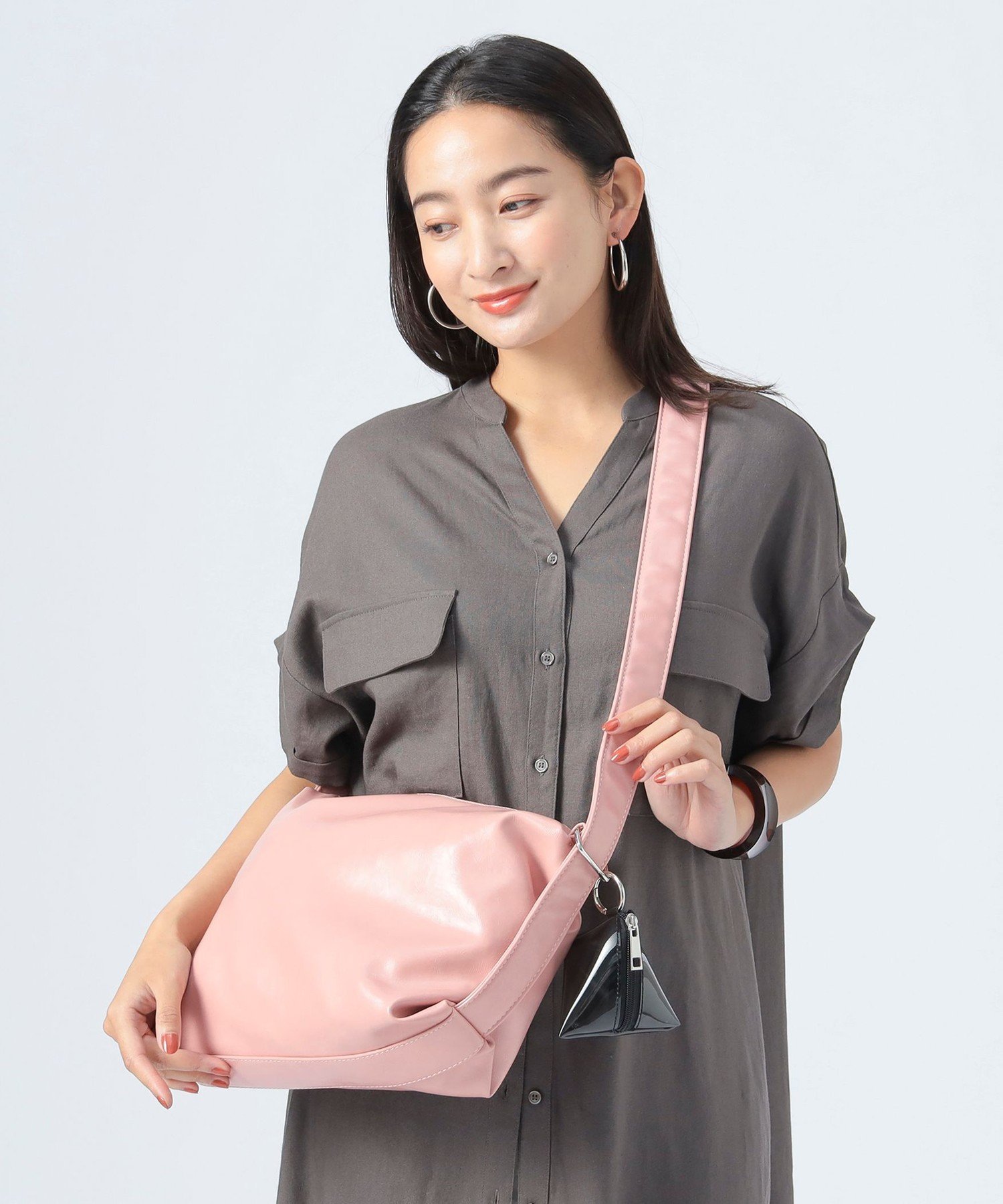 BEAMS HEART WOMEN クリアポーチ付 2WAY BAG ビームス ハート バッグ ショルダーバッグ ブラック ブラウン ピンク【送料無料】