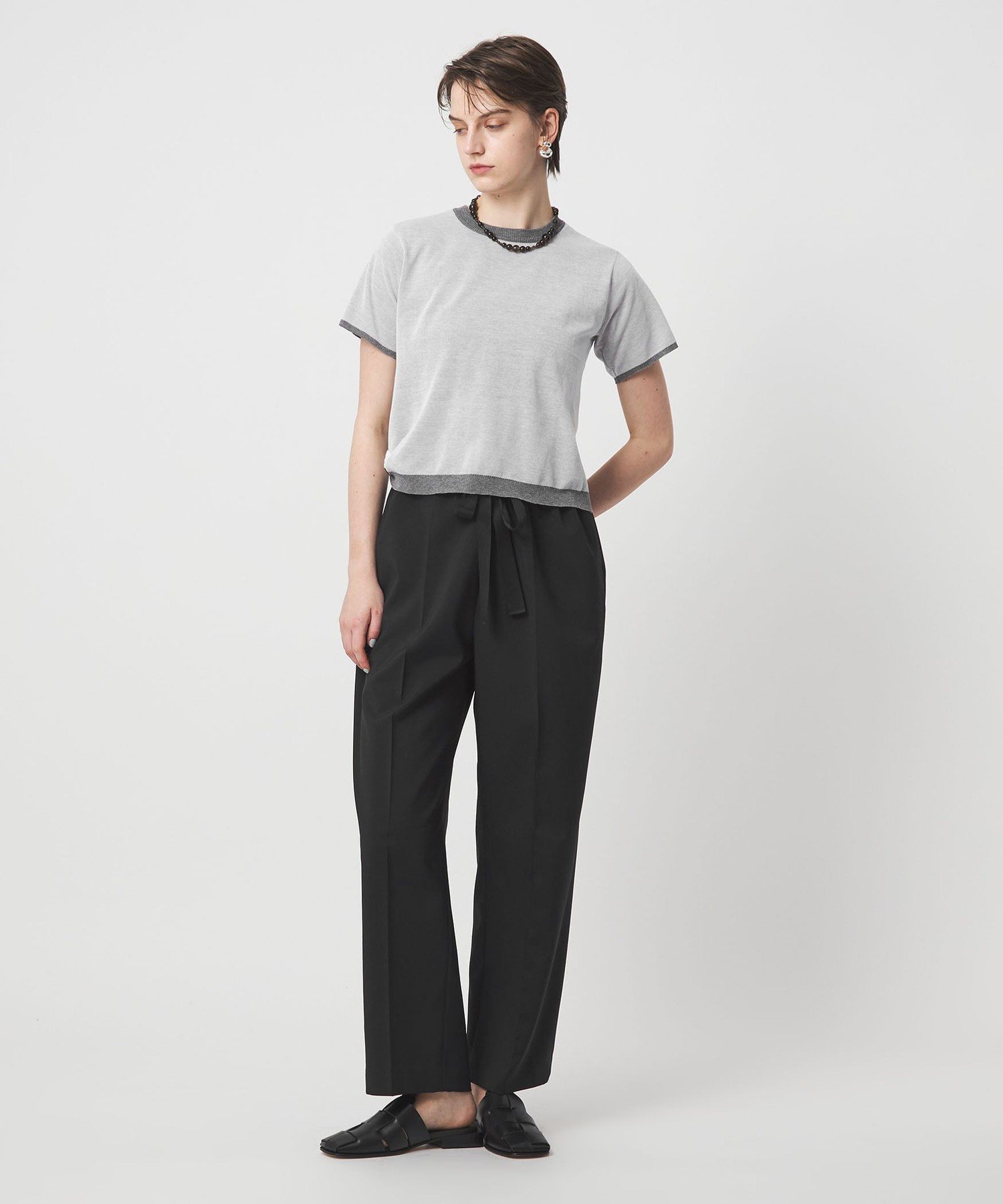 ＜ASTRAET＞ポリエステル イージー ワイドテーパードパンツ ユナイテッドアローズ パンツ その他のパンツ グレー ブラック