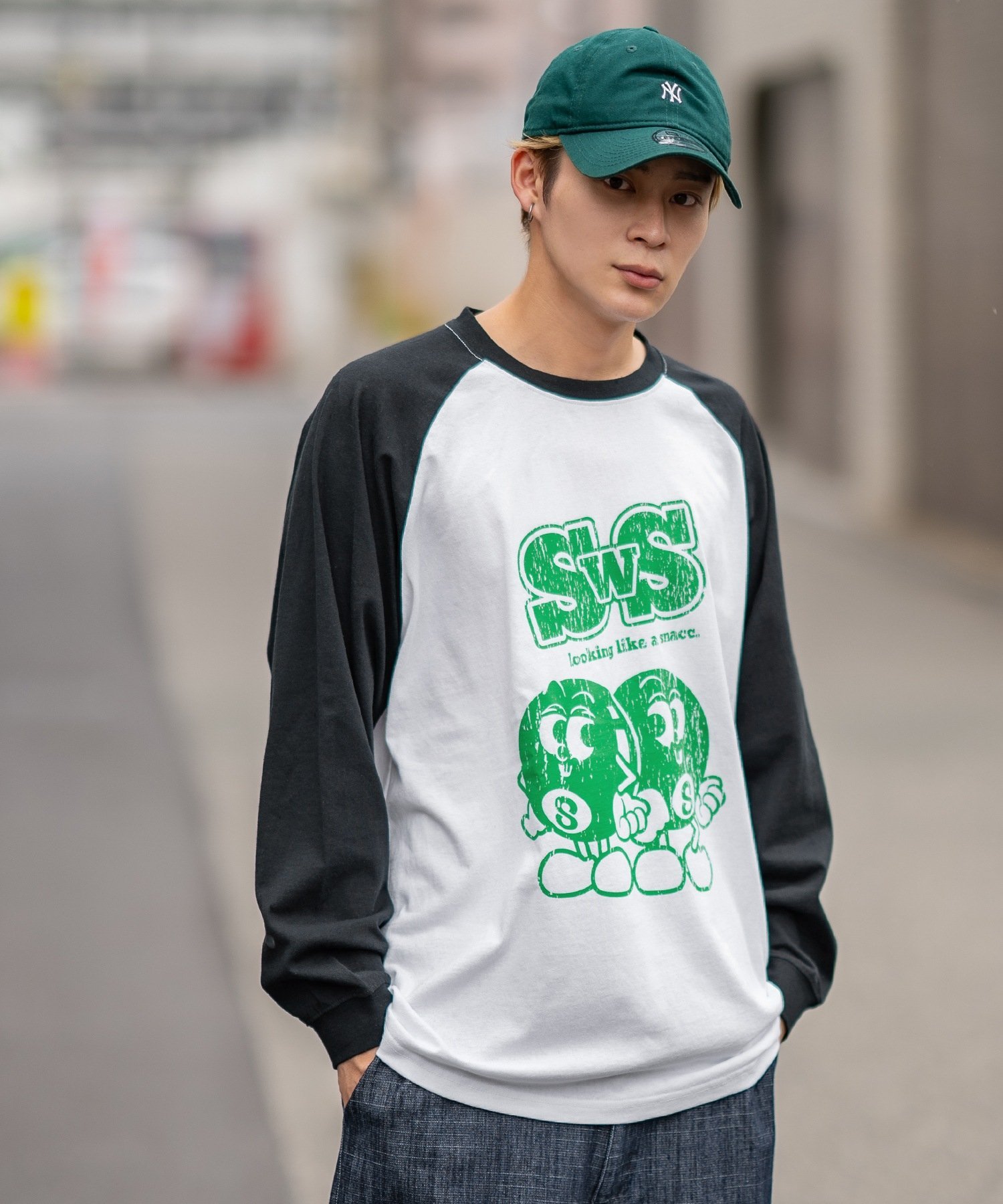 【SALE／53%OFF】SIDEWAY STANCE SIDEWAY STANCE サイドウェイスタンス ラグラン SWS's エイトボール 長袖Tシャツ インプローブス トップス カットソー・Tシャツ ホワイト