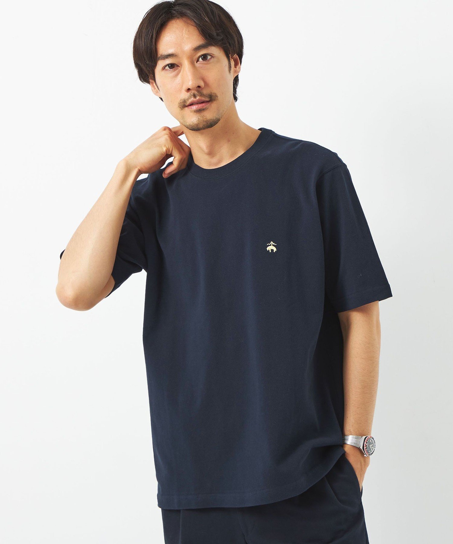 【SALE／40%OFF】UNITED ARROWS green label relaxing 【別注】＜Brooks Brothers＞PIQUE クルーネック カットソー Tシャツ ユナイテッドアローズ アウトレット トップス カットソー・Tシャツ ネイビー ホワイト【送料無料】