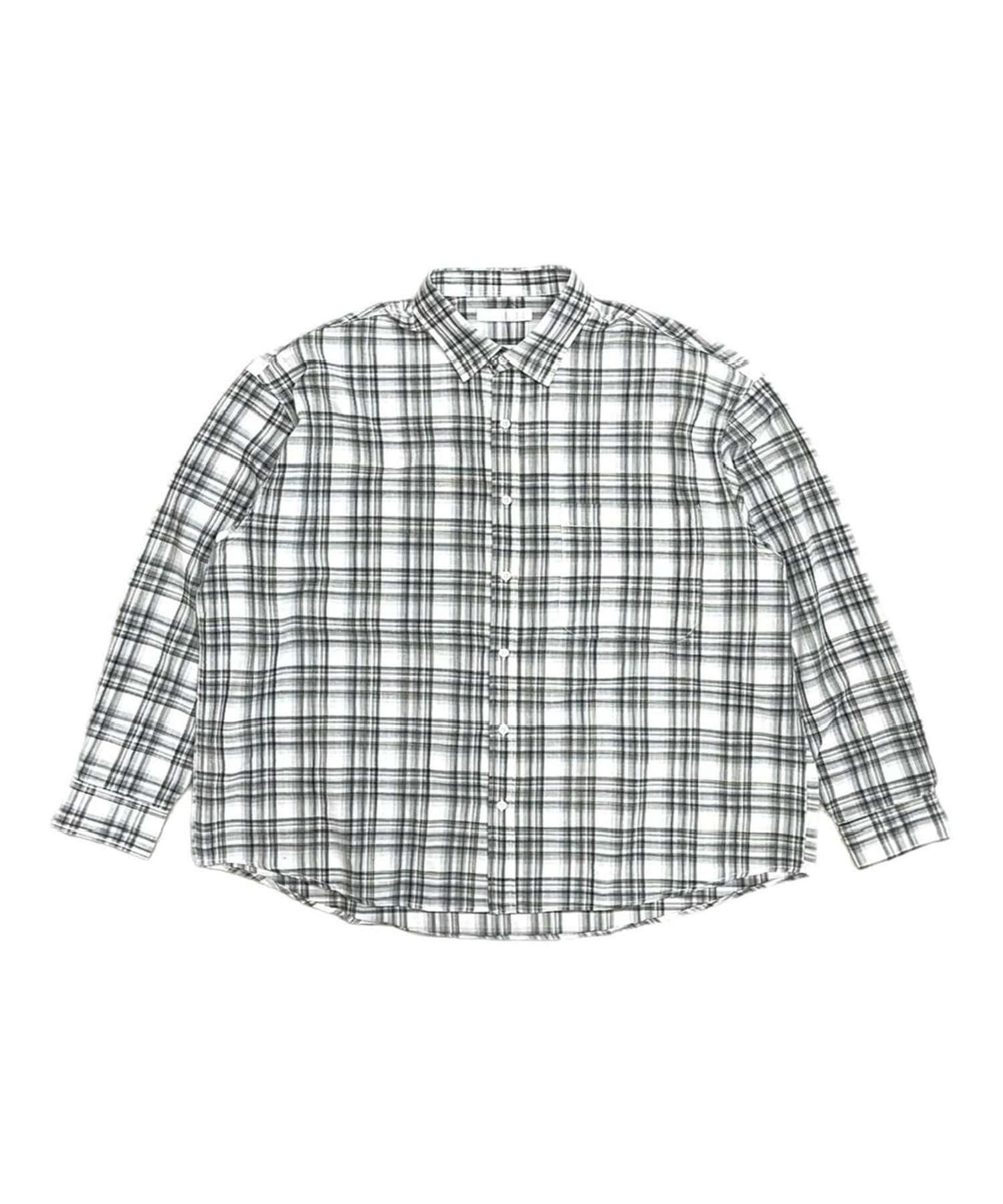 + 【Chikashitsu +】over fit check shirt チェックシャツ 柄シャツ オーバーサイズ ネバーマインドザエックスユー／チカシツプラス トップス シャツ・ブラウス レッド ブルー カーキグリーン