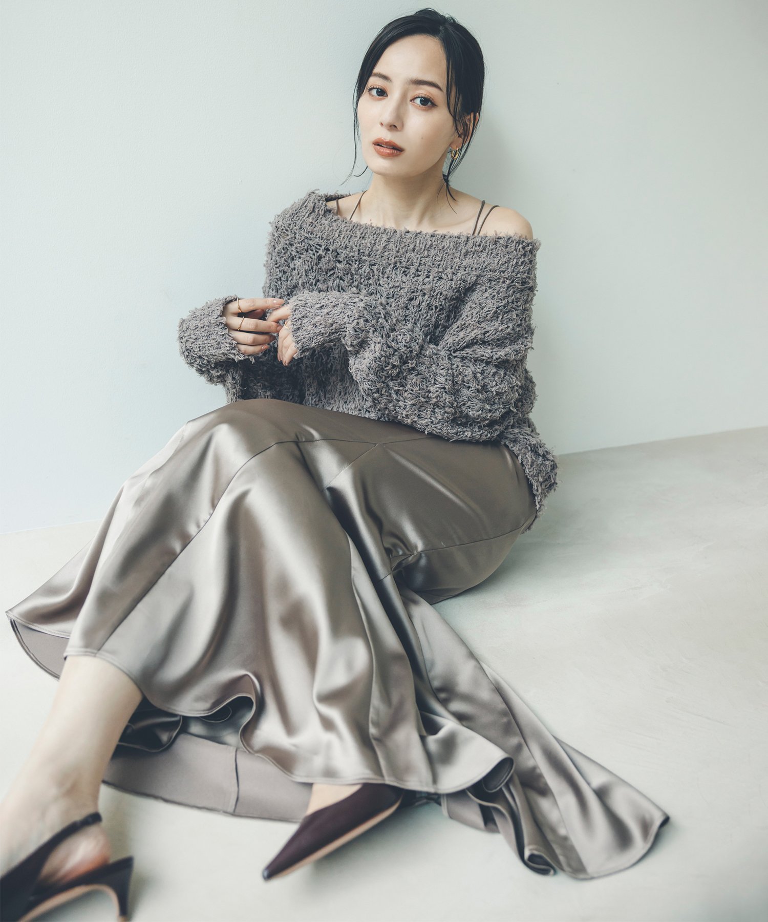 anuans ニットレイヤードキャミワンピース アニュアンス ワンピース・ドレス ワンピース ホワイト ブラウン グリーン【送料無料】のサムネイル