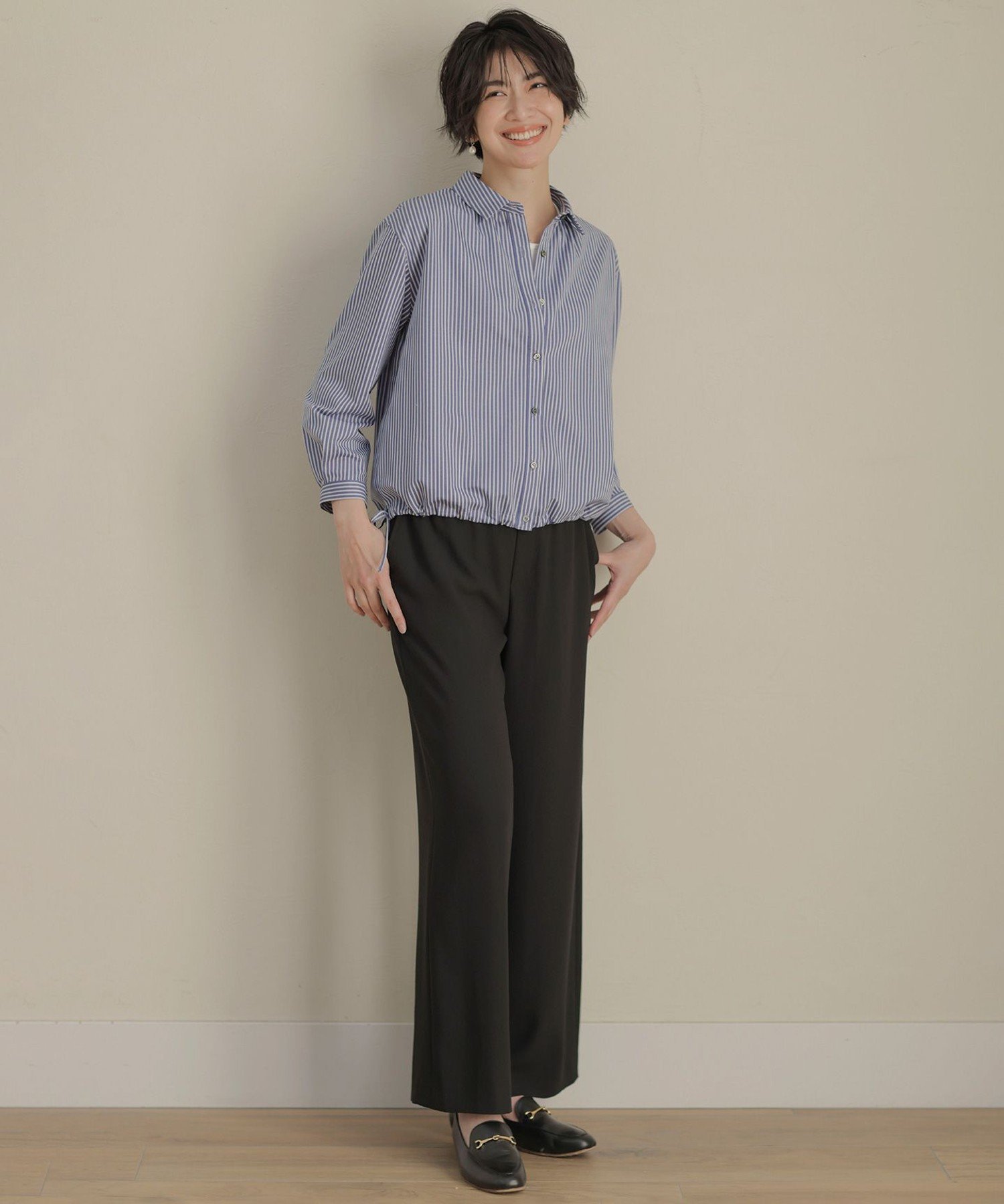 J.PRESS LADIES L 【洗える】バックサテンジョーゼット リラックス パンツ ジェイプレス パンツ その他のパンツ ブラック ブラウン