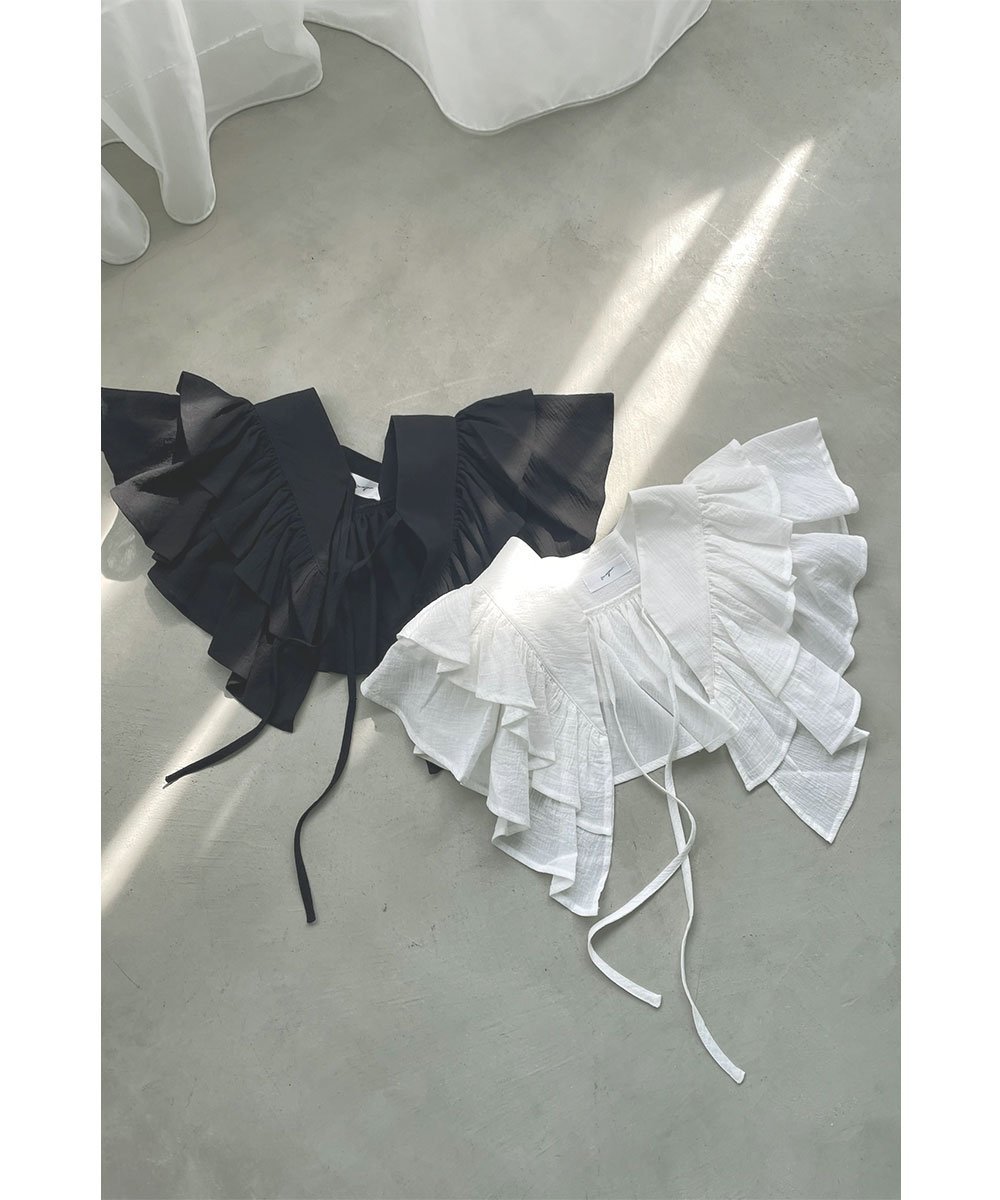 marjour DOUBLE RUFFLE COLLAR マージュール ファッション雑貨 マフラー・ストール・ネックウォーマー ホワイト ブラック【送料無料】