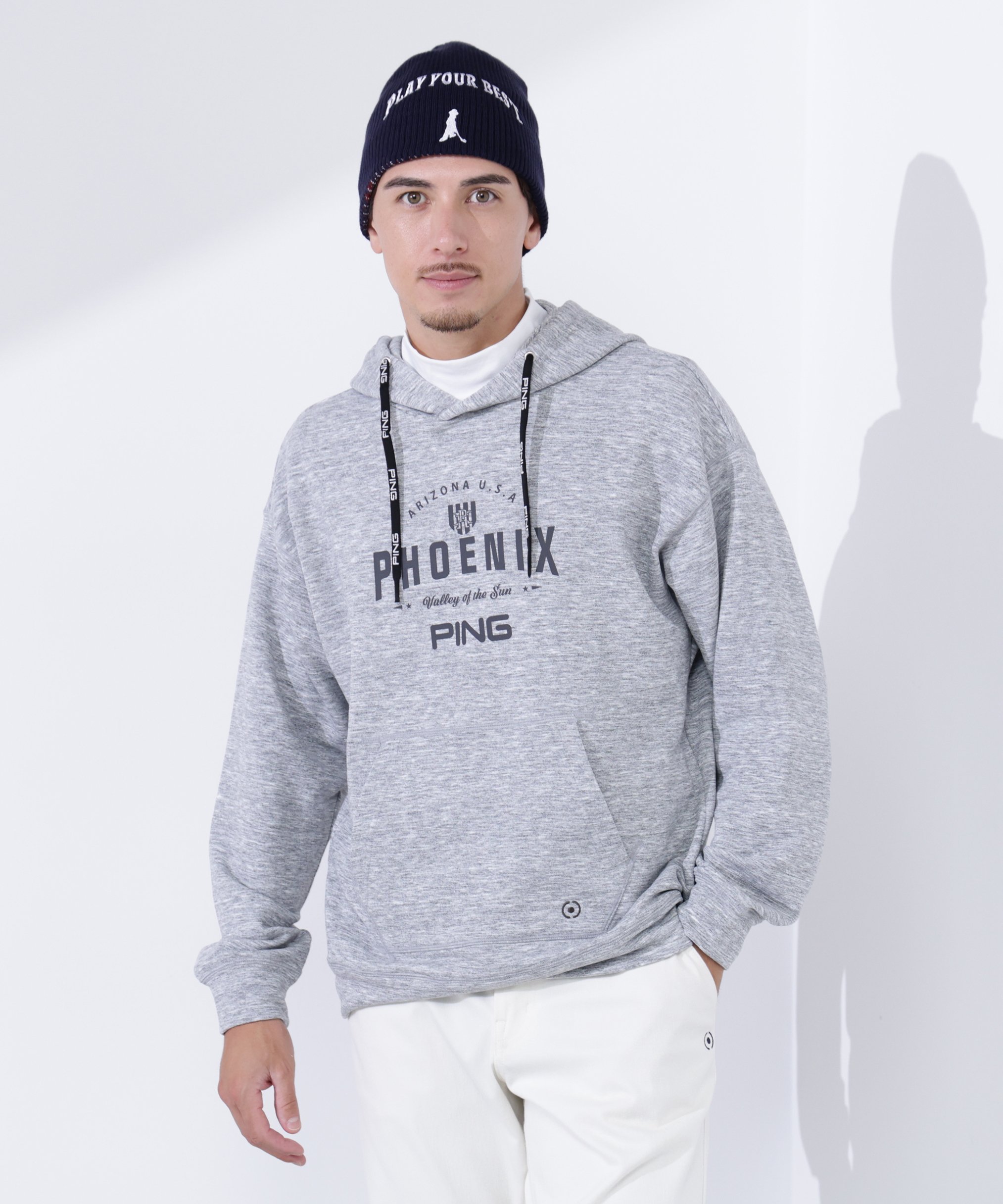 【SALE／30%OFF】PING APPAREL ドライミックス ベアインレイ スウェットフーディ ＜NATIVE＞ (MENS) ピン アパレル トップス スウェット・トレーナー ホワイト イエロー ネイビー グレー【送料無料】