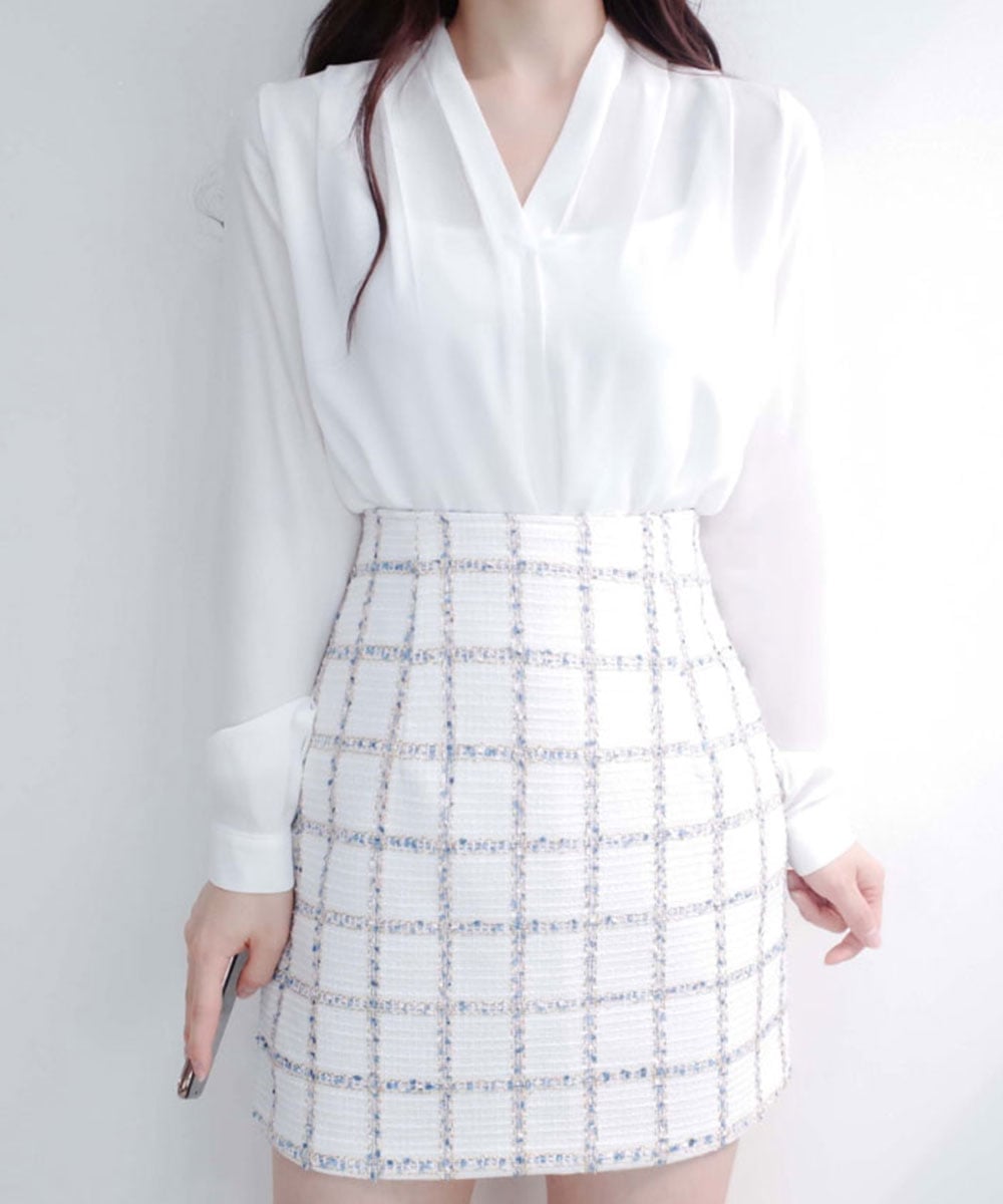 VIVID LADY VIVID LADY/(W)ピンタックVネッブラウス ビビッドレディー トップス シャツ・ブラウス ホワイト ピンク