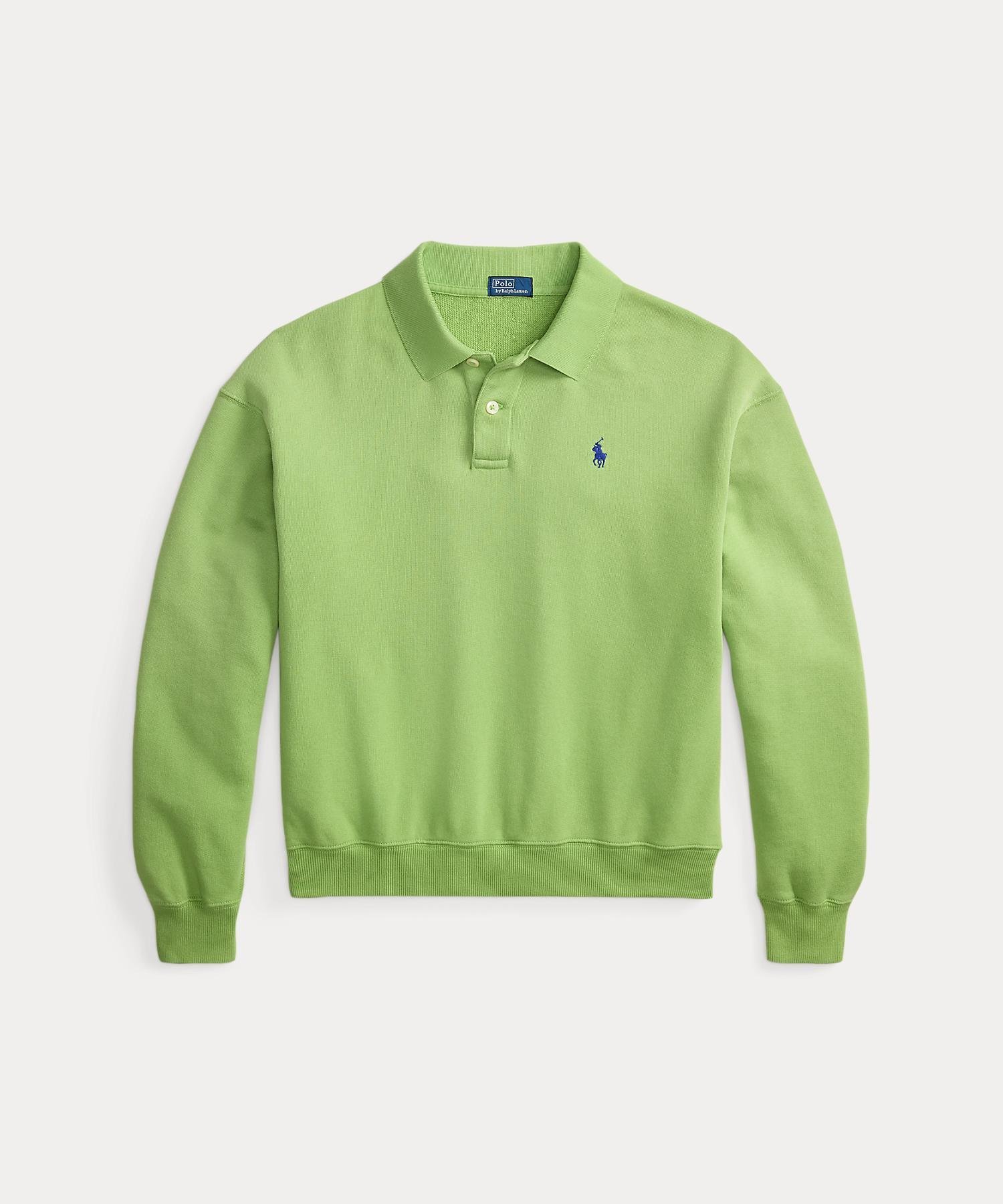 POLO RALPH LAUREN ライトウェイト フリース ロングスリーブ ポロ ラルフローレン トップス ポロシャツ グリーン【送料無料】