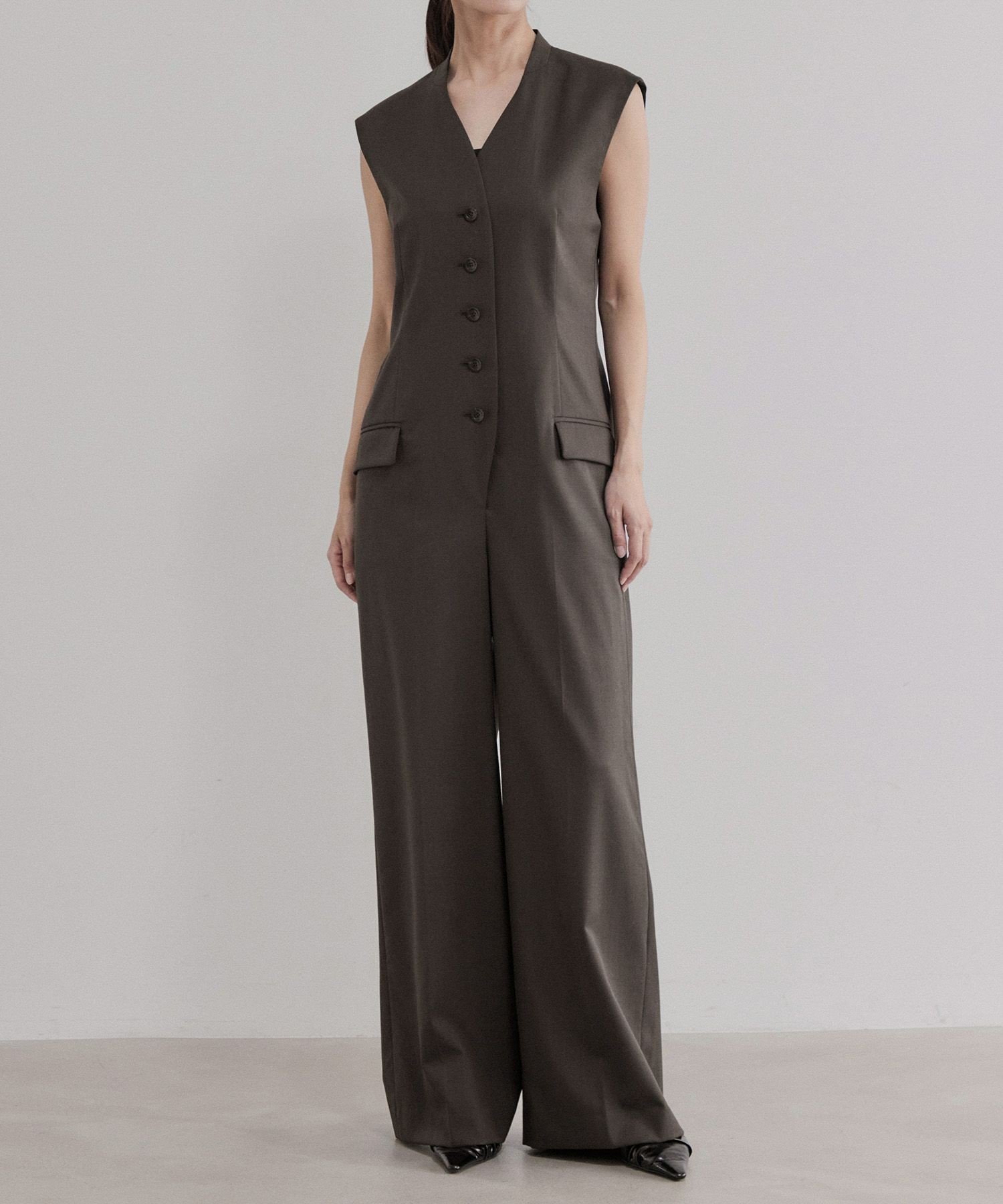 ADAM ET ROPE' FEMME 【EMOELLE】 Gilet-style all-in-one. Adam et Rope all-in-one/overalls, beige. [Free shipping]