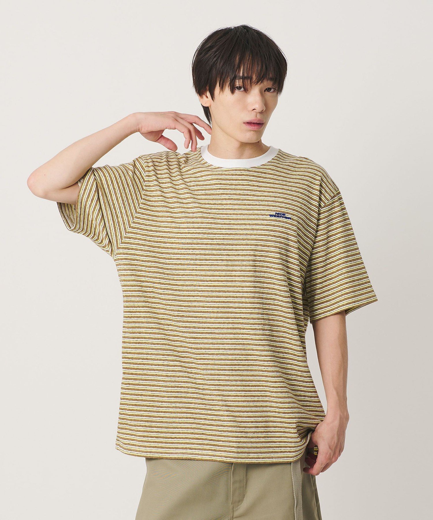 NICE WEATHER ＜NICE WEATHER＞マルチボーダー Tシャツ ビューティー＆ユース ユナイテッドアローズ トップス カットソー・Tシャツ ワインレッド イエロー