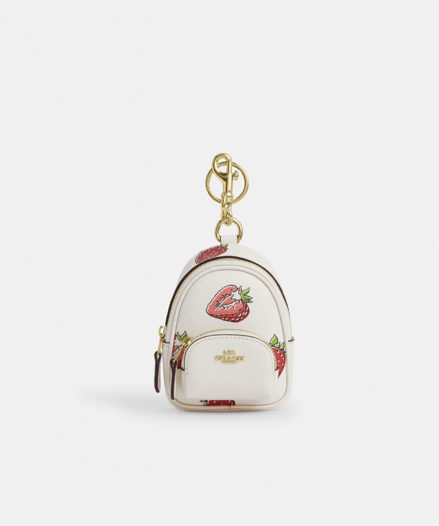 【SALE／62%OFF】COACH OUTLET 【公式】ミニ コート バックパック バッグ チャーム・ストロベリー プリント コーチ　アウトレット ファッション雑貨 チャーム・キーチェーン ホワイト【送料無料】