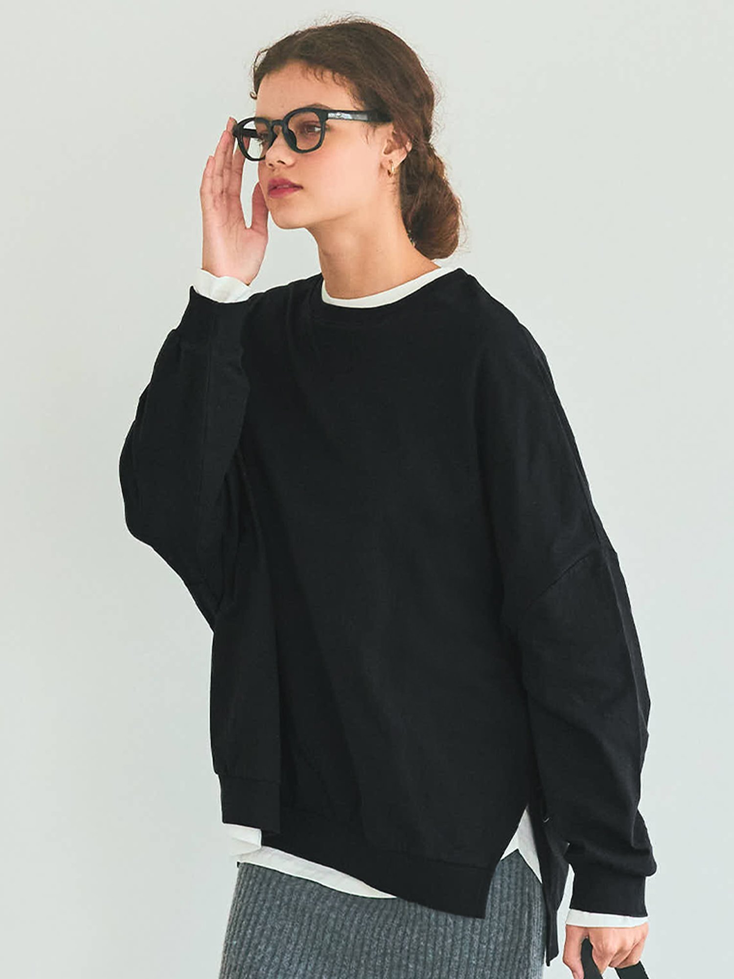 【SALE／1%OFF】coca ビッグシルエットロングTシャツ コカ トップス カットソー・Tシャツ グレー ブラックのサムネイル