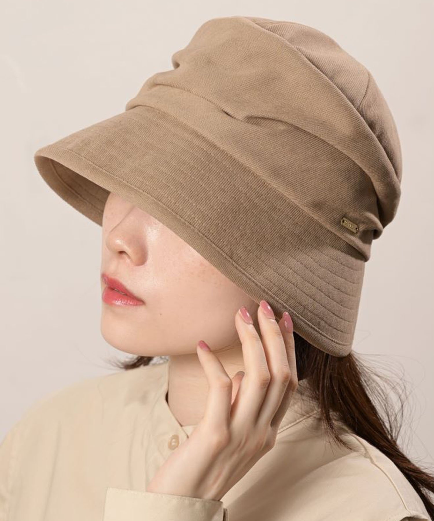 BACKYARD FAMILY 極細コーデュロイスリットキャスケット ローラ 帽子 ハンチング・ベレー帽 グレー ブラック