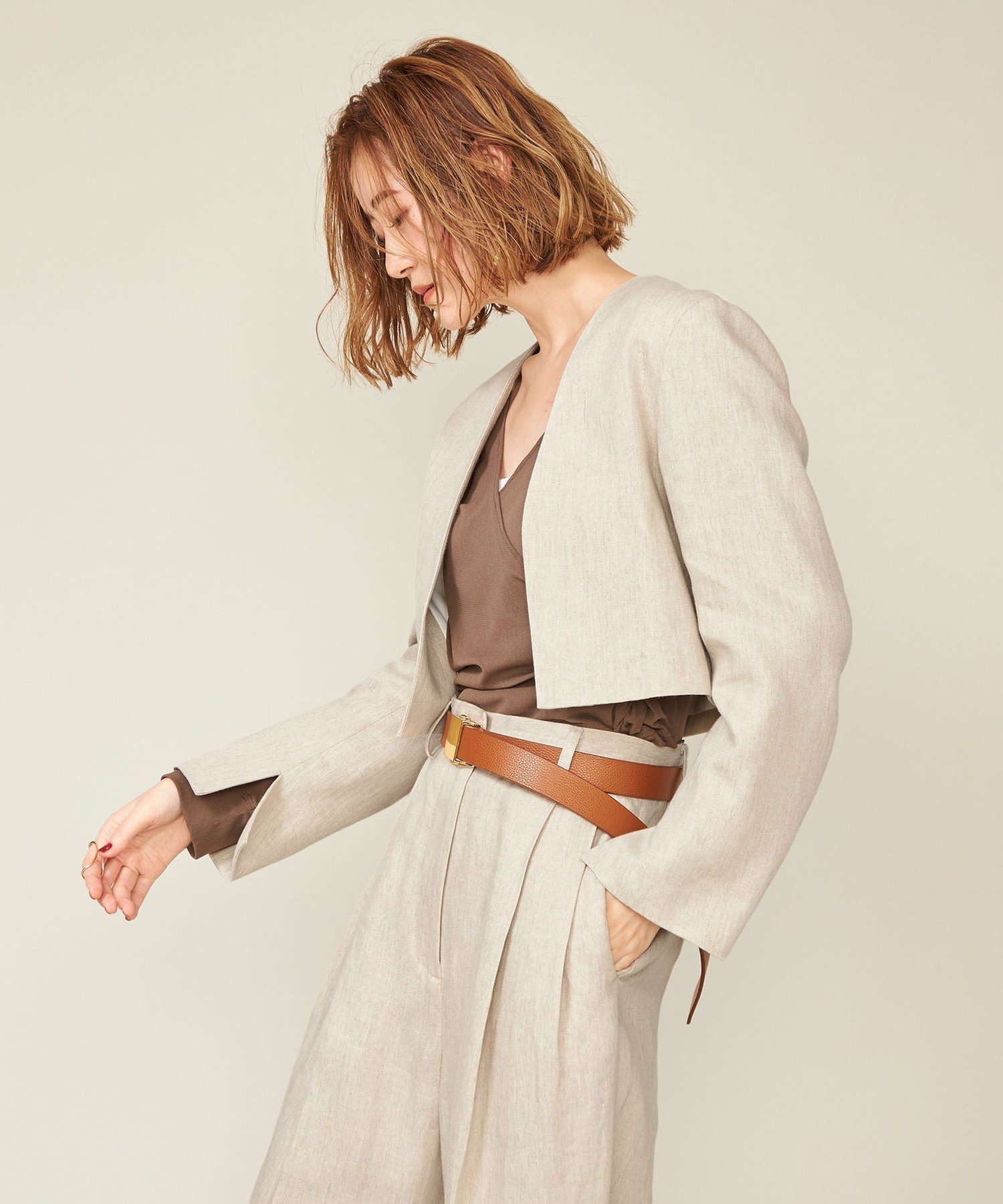 【SALE／65%OFF】conte ＜conte＞ デニムライク ノーカラージャケット ユナイテッドアローズ アウトレット ジャケット・アウター ノーカラージャケット ベージュ【送料無料】