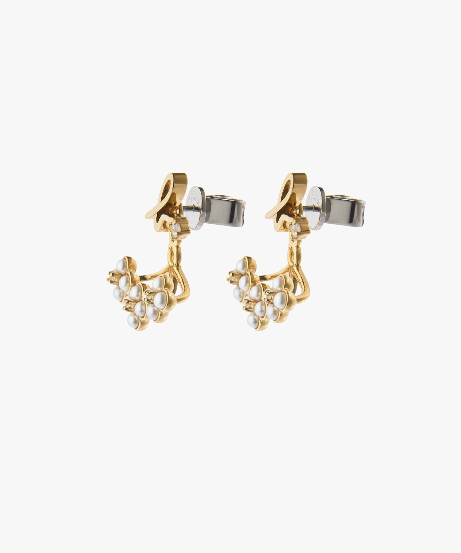agnes b. FEMME b.ロゴ フラワーモチーフ パール ピアス "Double bloom" アニエスベー アクセサリー・腕時計 ピアス ゴールド【送料無料】